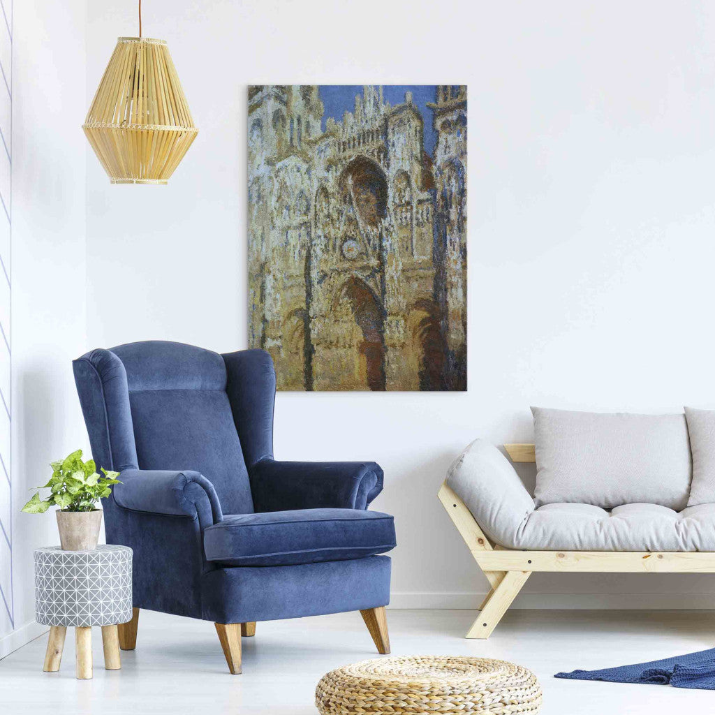 Gleznas reprodukcija - Claude Monet - The Cathedral of Rouen, the portal and the Tour d'Albane in bright daylight