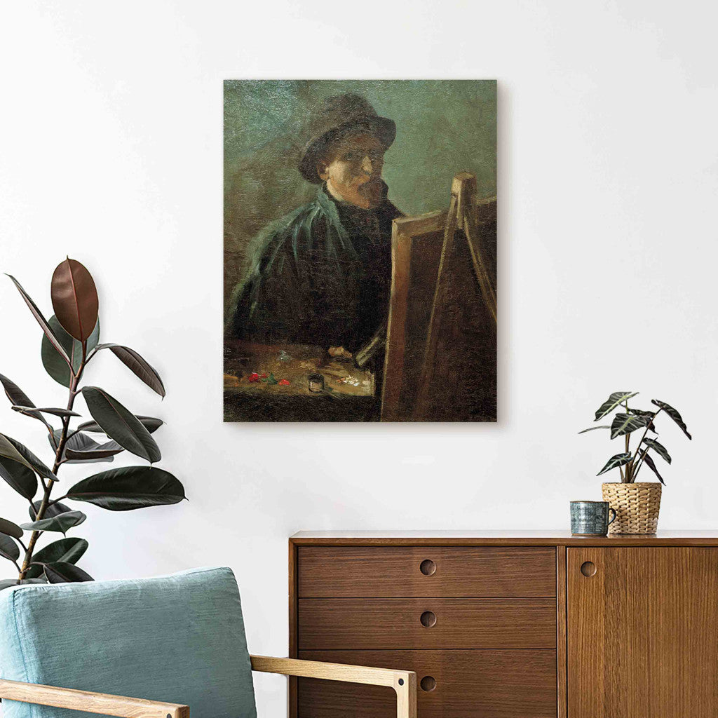 Gleznas reprodukcija - Vincent van Gogh - Self -Portrait with Dark Felt Hat at the Easel