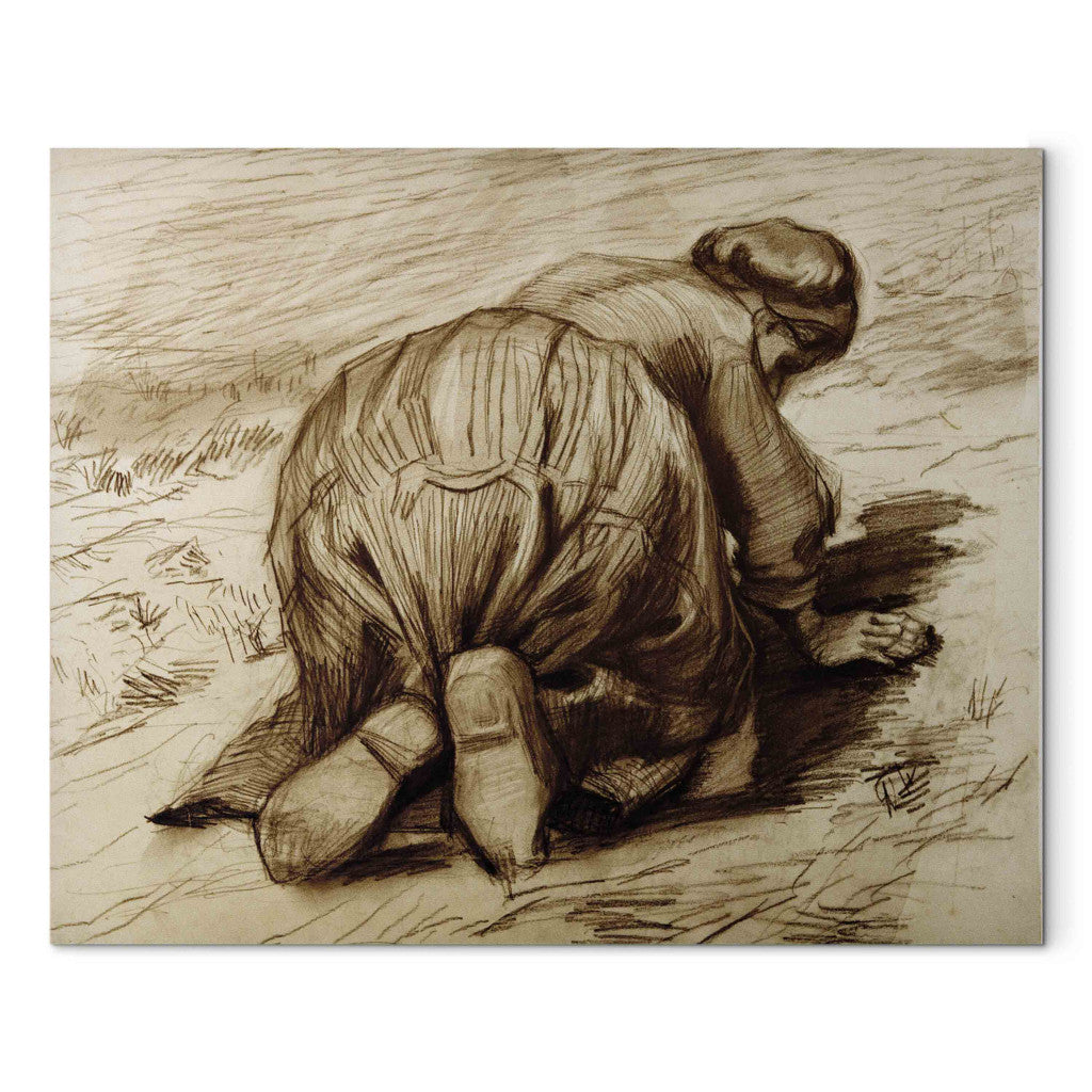 Gleznas reprodukcija - Vincent van Gogh - Kneeling Peasant Woman