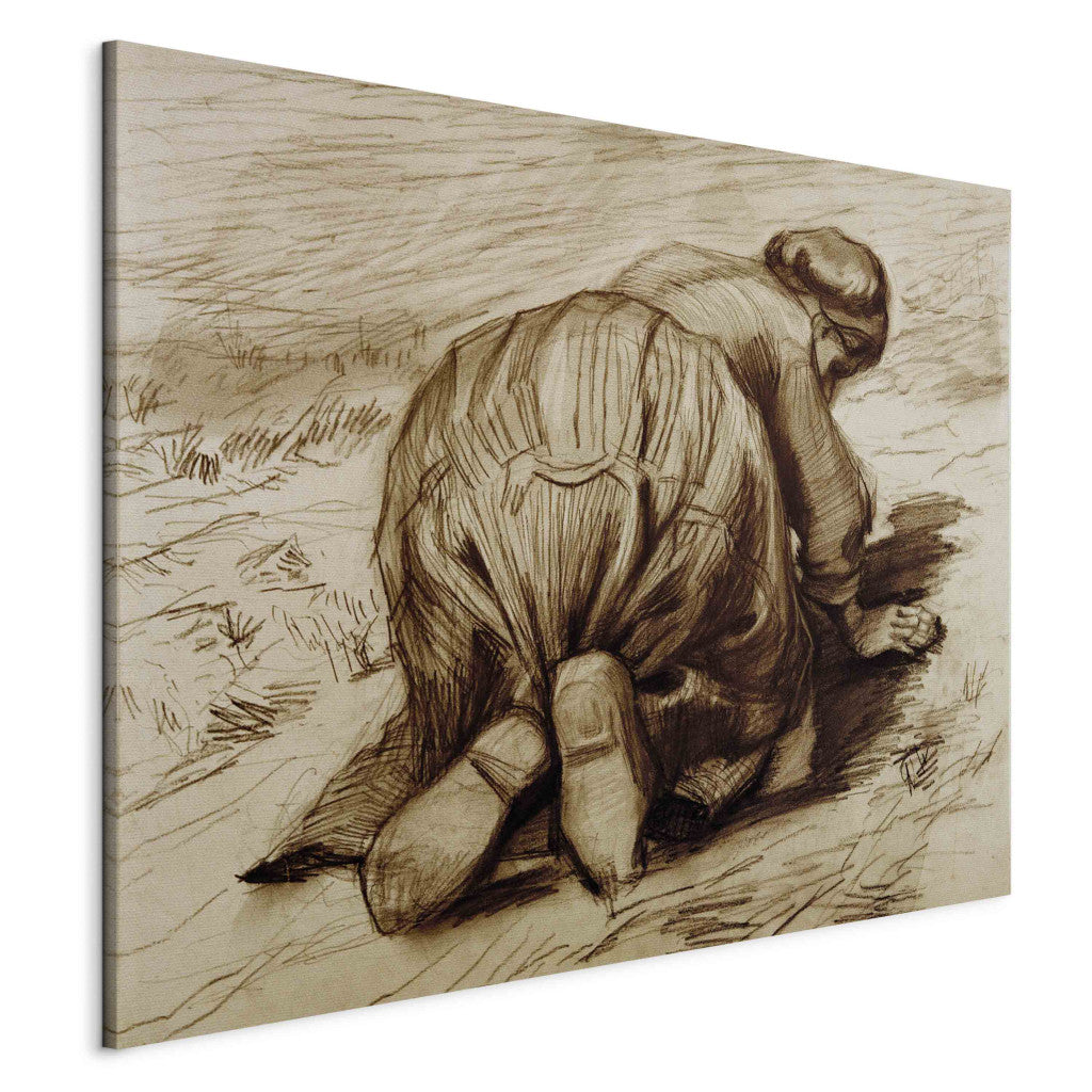 Gleznas reprodukcija - Vincent van Gogh - Kneeling Peasant Woman