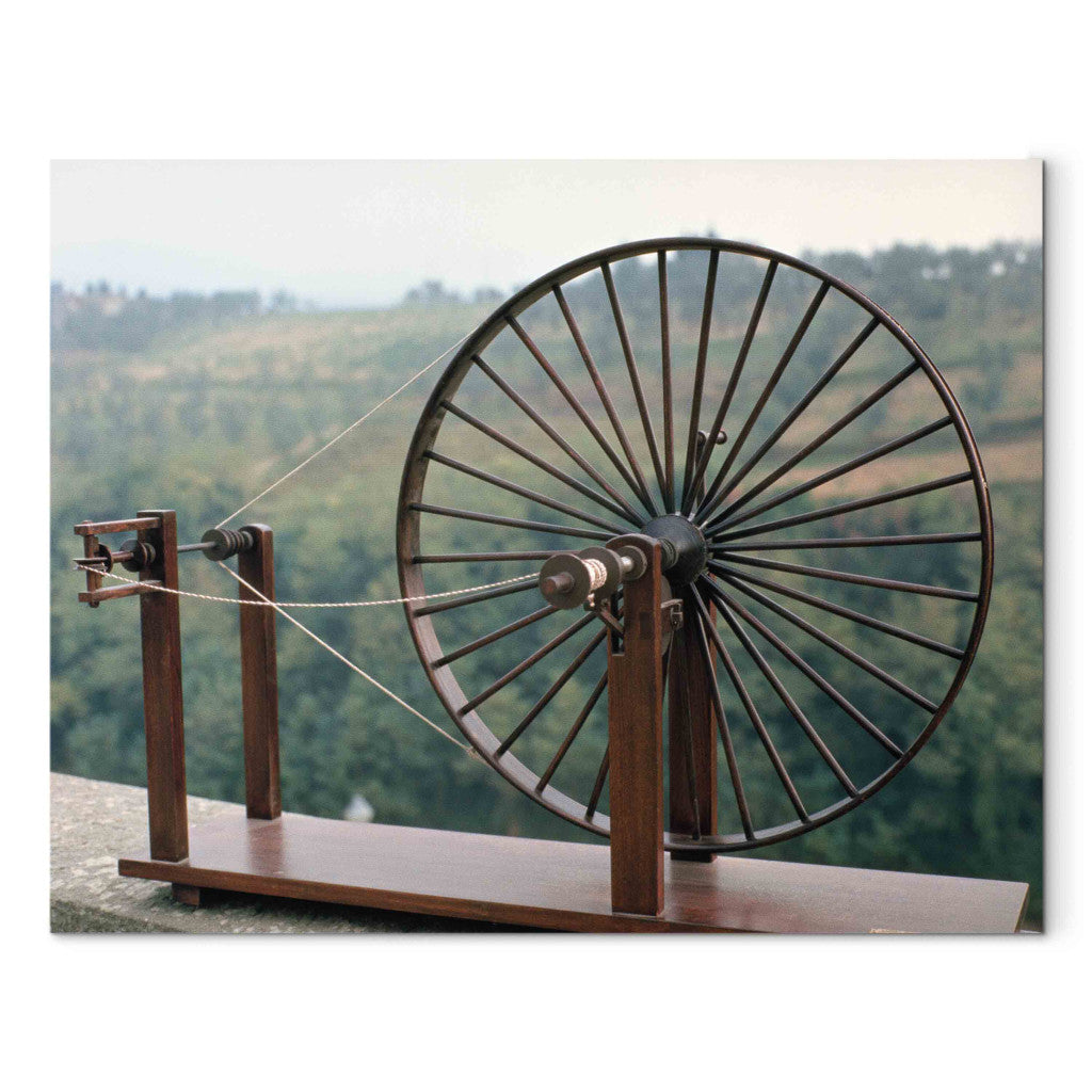 Gleznas reprodukcija - Leonardo da Vinci - Model of a spinning machine from one of Leonardo's drawings
