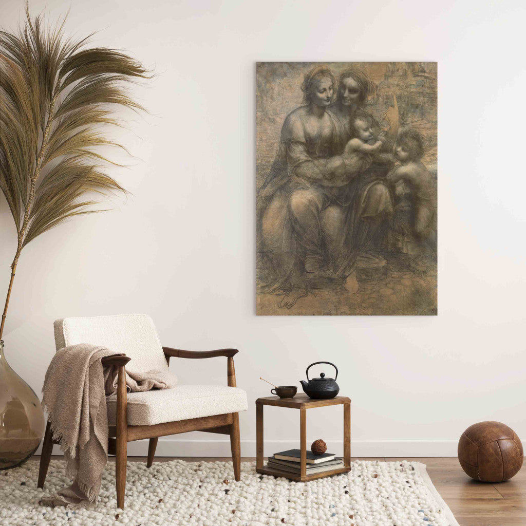 Gleznas reprodukcija - Leonardo da Vinci - The Virgin and Child with SS. Anne and John the Baptist