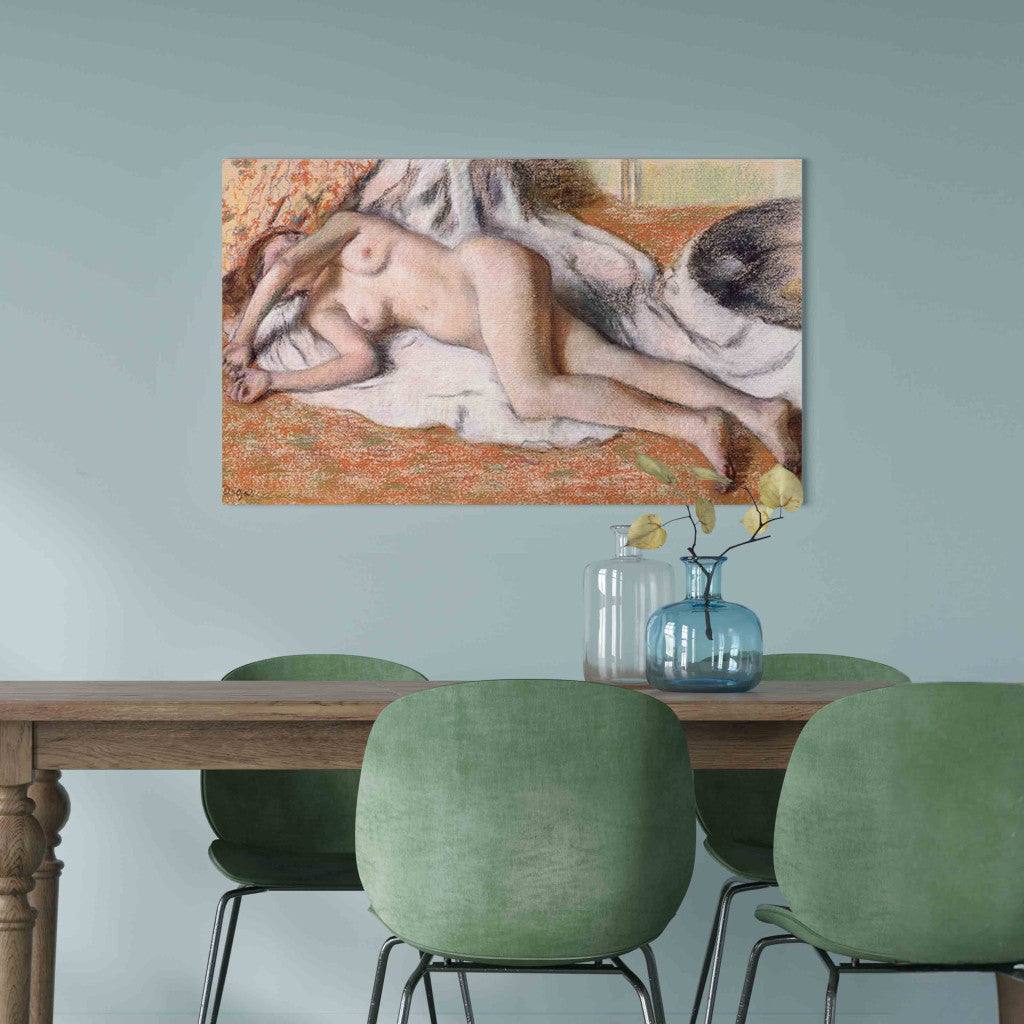 Gleznas reprodukcija - Edgar Degas - After the Bath or, Reclining Nude