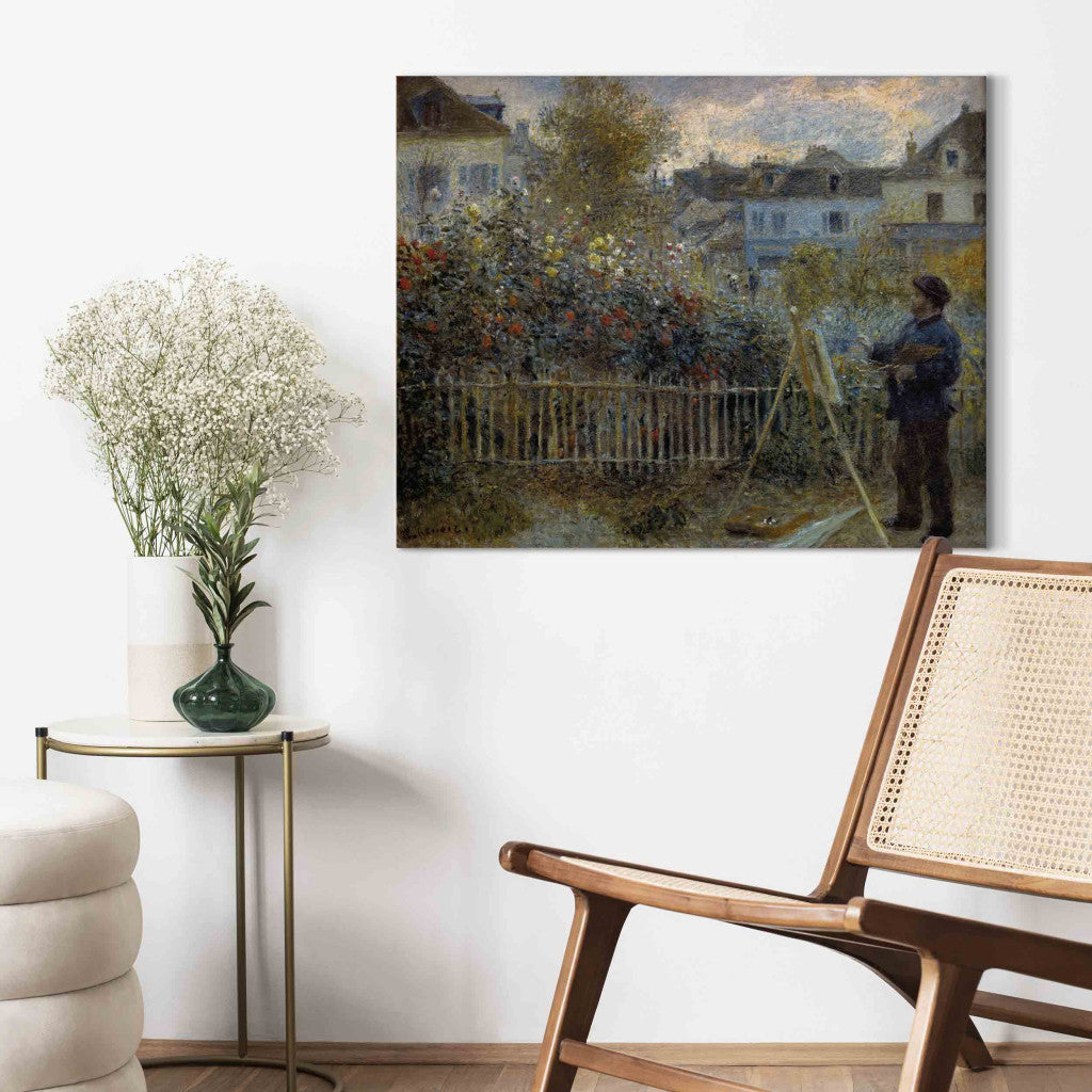 Gleznas reprodukcija - Claude Monet - Monet peignant dans son jardin a  Argenteuil