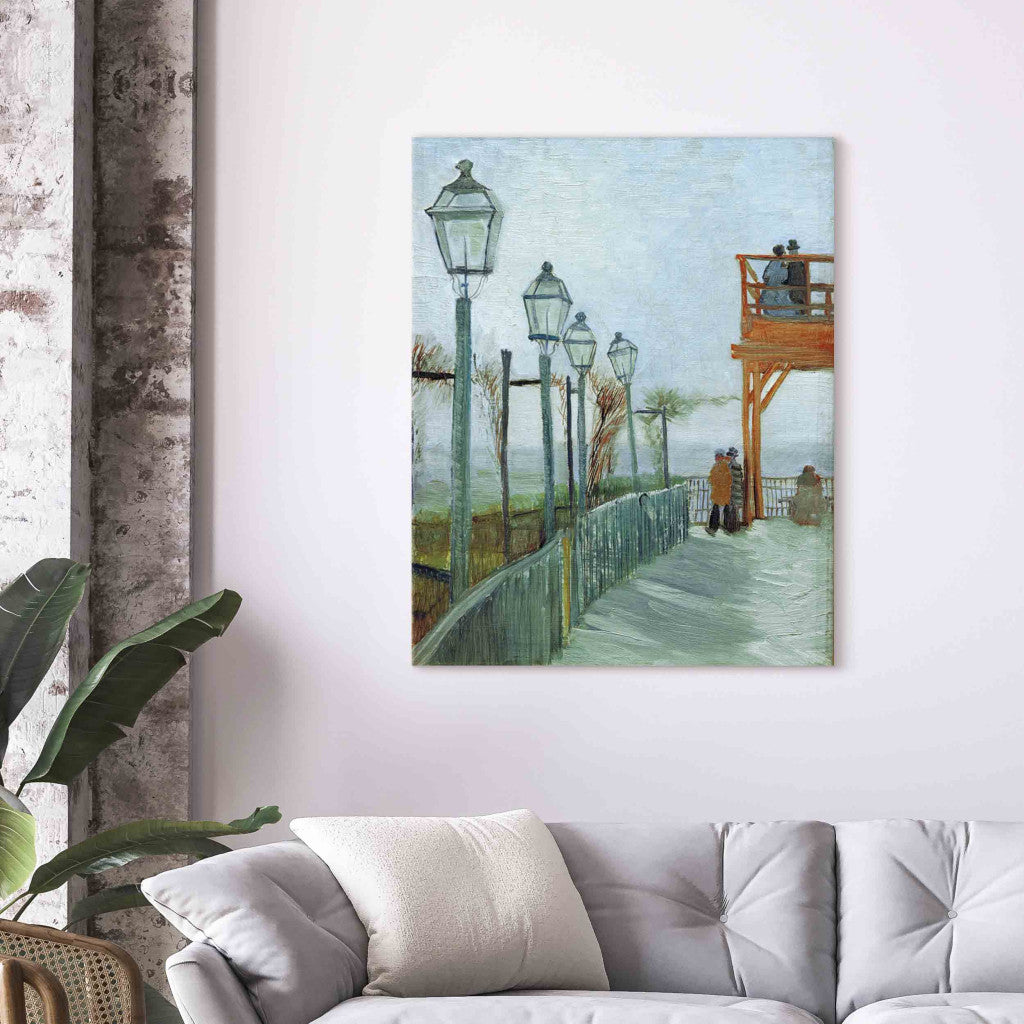 Gleznas reprodukcija - Vincent van Gogh - Terrace and Observation Deck at the Moulin de Blute -Fin, Montmartre