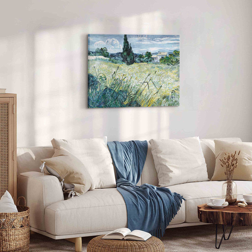 Gleznas reprodukcija - Vincent van Gogh - Green Wheatfield with Cypresse