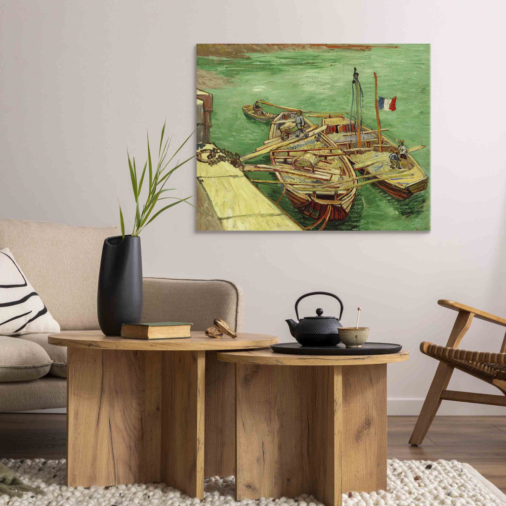Gleznas reprodukcija - Vincent van Gogh - Barges on the River Rhone