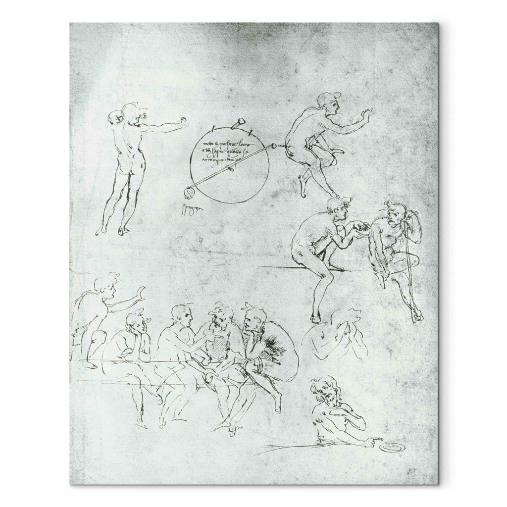 Gleznas reprodukcija - Leonardo da Vinci - Study of figures for 'The Adoration of the Magi'