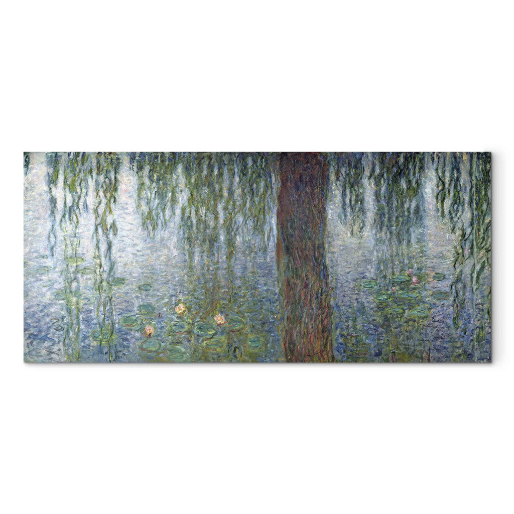 Gleznas reprodukcija - Claude Monet - Waterlilies: Morning with Weeping Willows, detail of the left section