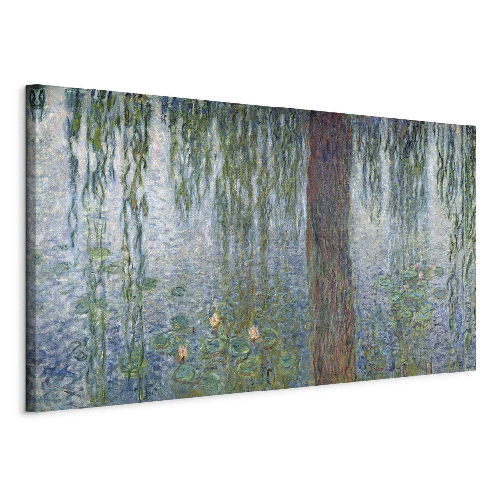Gleznas reprodukcija - Claude Monet - Waterlilies: Morning with Weeping Willows, detail of the left section