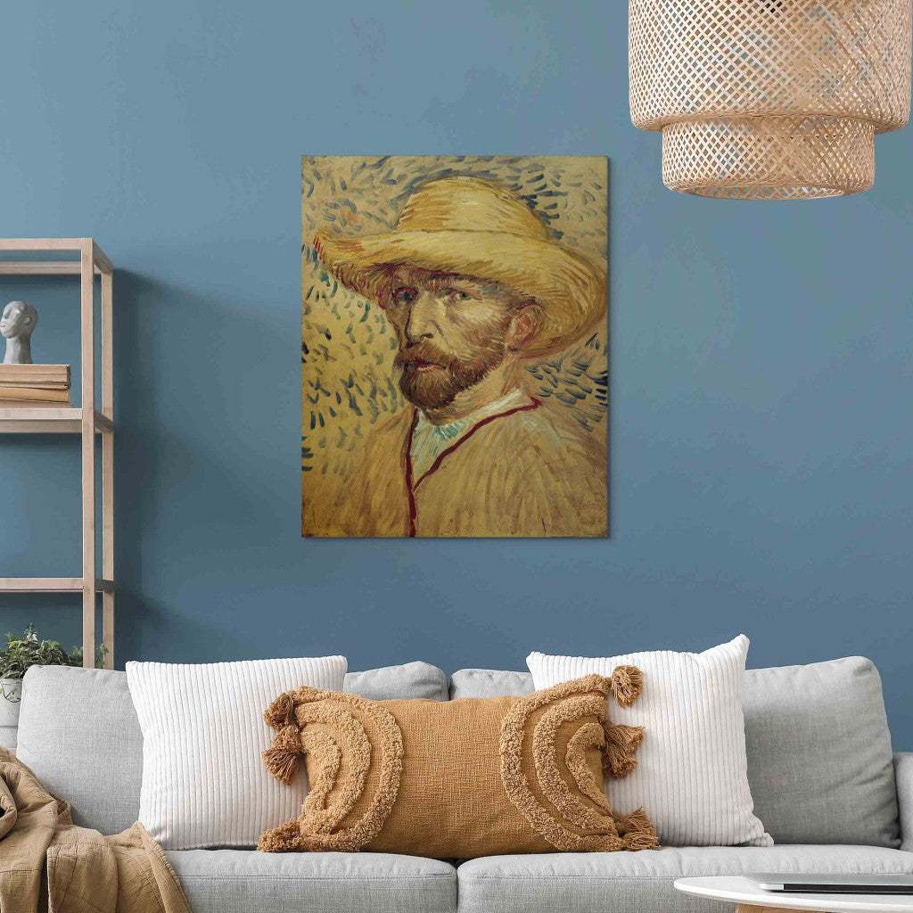 Gleznas reprodukcija - Vincent van Gogh - Self portrait with straw hat and artist's smock