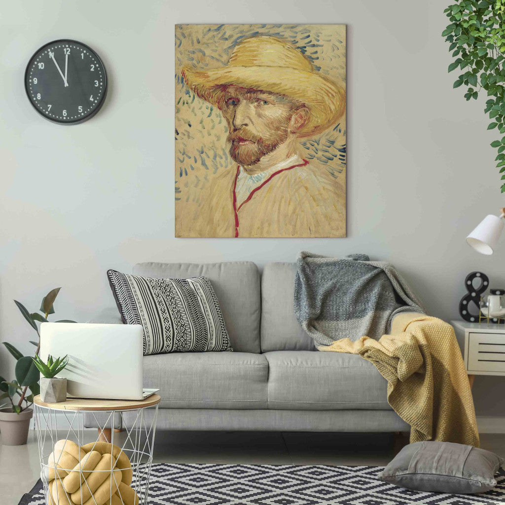 Gleznas reprodukcija - Vincent van Gogh - Self portrait with straw hat and artist's smock