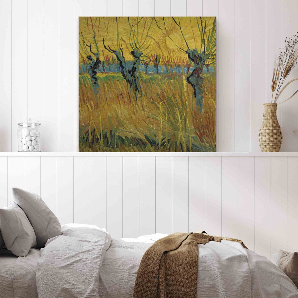 Gleznas reprodukcija - Vincent van Gogh - Pollarded Willows and Setting Sun