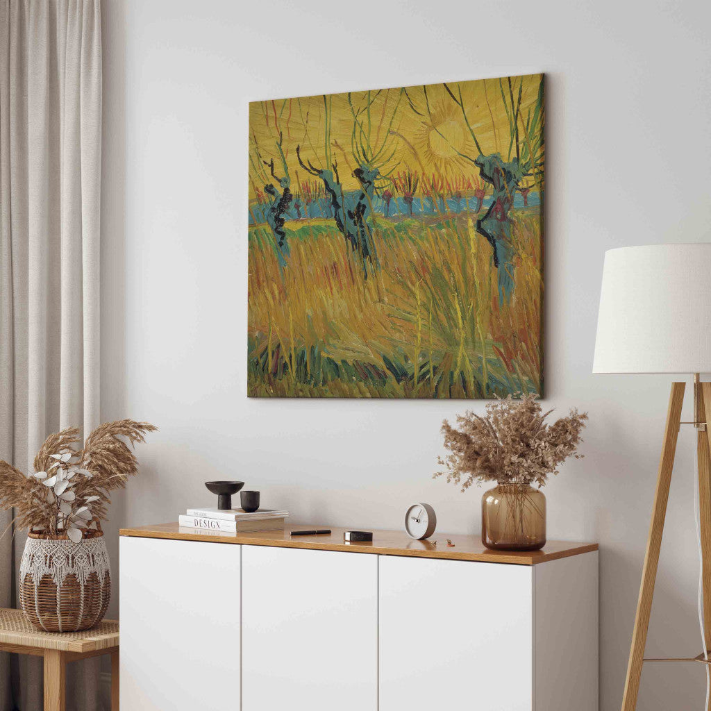 Gleznas reprodukcija - Vincent van Gogh - Pollarded Willows and Setting Sun