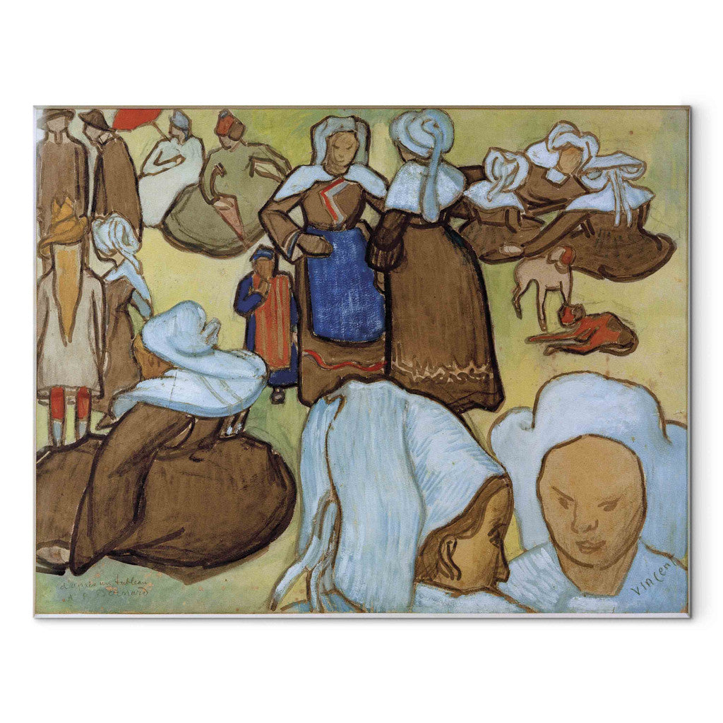 Gleznas reprodukcija - Vincent van Gogh - Bretonische Frauen auf der Wiese