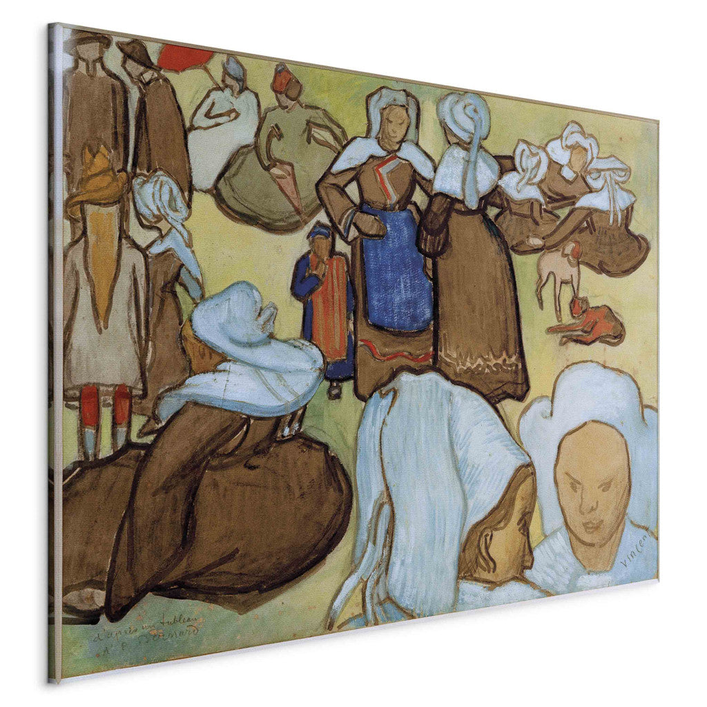 Gleznas reprodukcija - Vincent van Gogh - Bretonische Frauen auf der Wiese