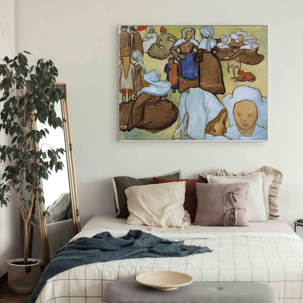 Gleznas reprodukcija - Vincent van Gogh - Bretonische Frauen auf der Wiese