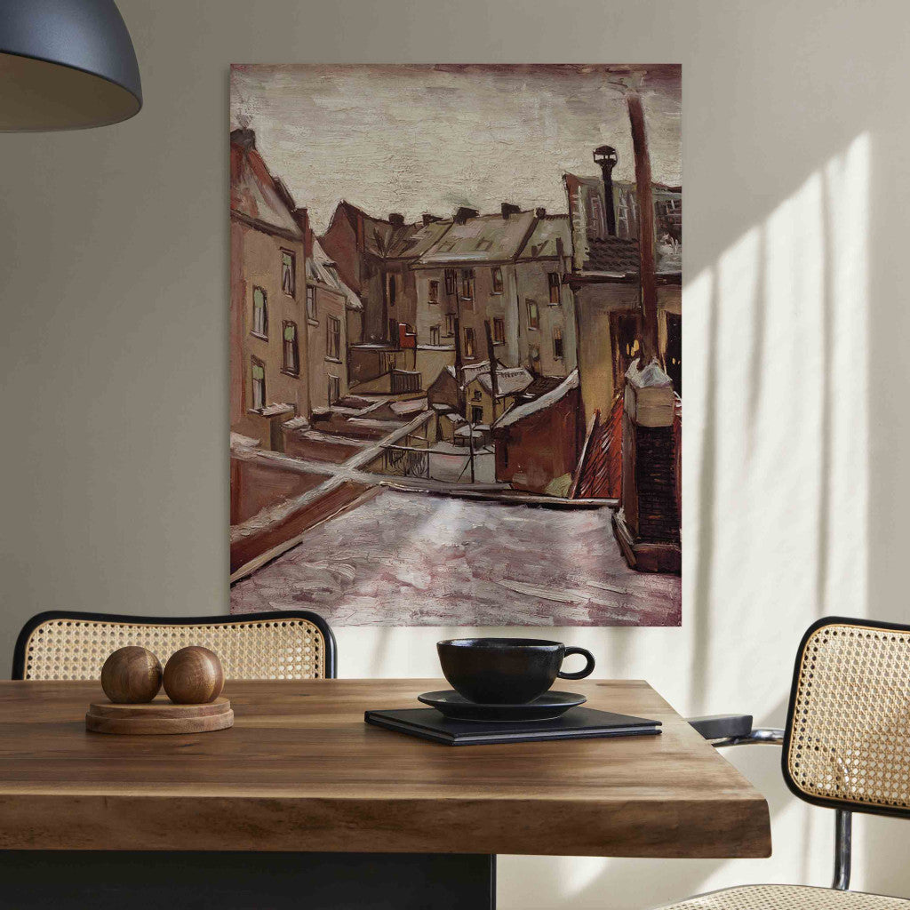 Gleznas reprodukcija - Vincent van Gogh - Backyards of Old Houses in Antwerp in the Snow