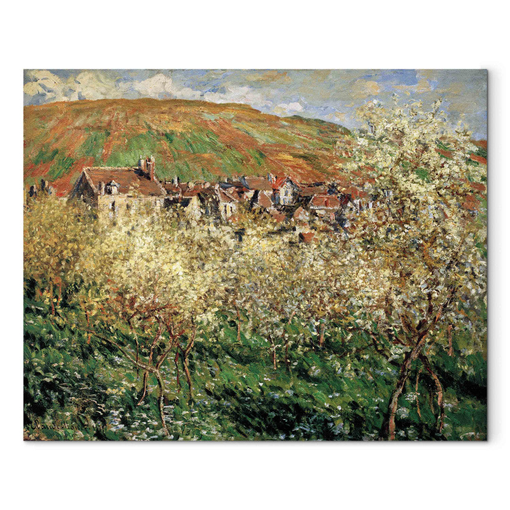 Gleznas reprodukcija - Claude Monet - Les Pruniers en fleurs a  Vetheuil (Blossoming plum trees in Vetheuil)