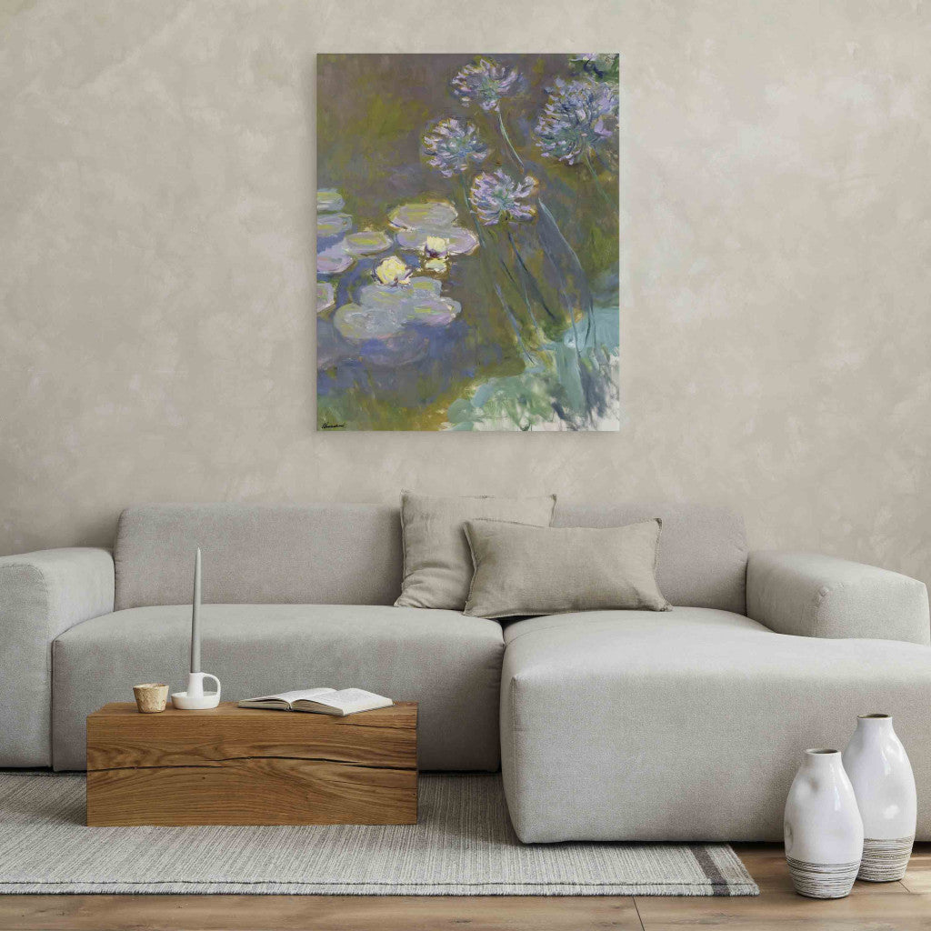 Gleznas reprodukcija - Claude Monet - Water -lilies and Agapanthus