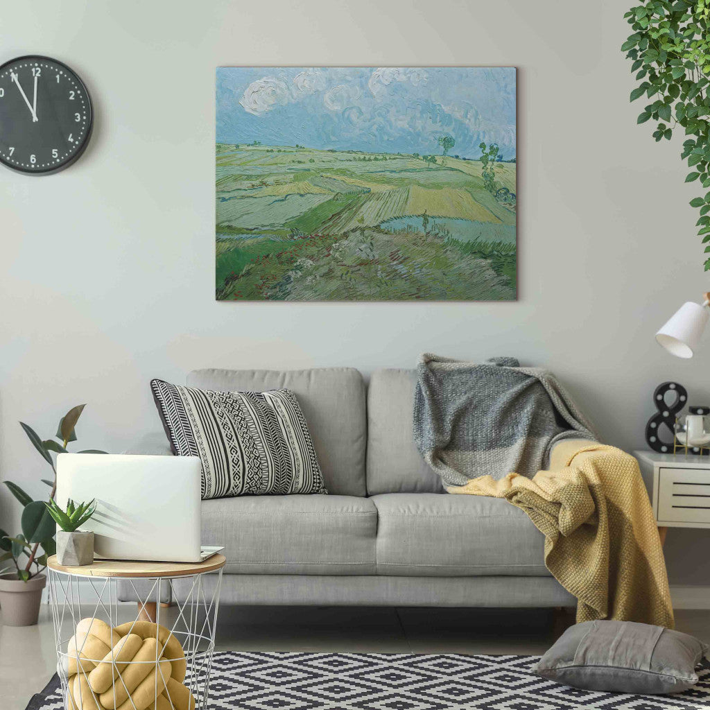Gleznas reprodukcija - Vincent van Gogh - Wheatfields in Auvers with rainclouds
