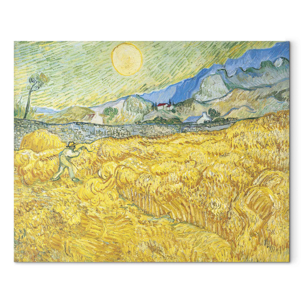 Gleznas reprodukcija - Vincent van Gogh - Wheat Field Behind Saint -Paul Hospital with a Reaper