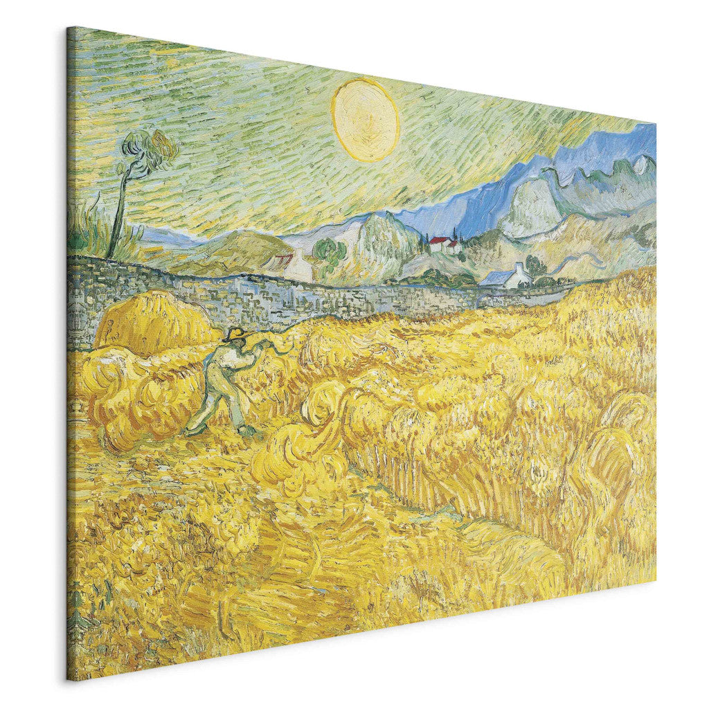 Gleznas reprodukcija - Vincent van Gogh - Wheat Field Behind Saint -Paul Hospital with a Reaper