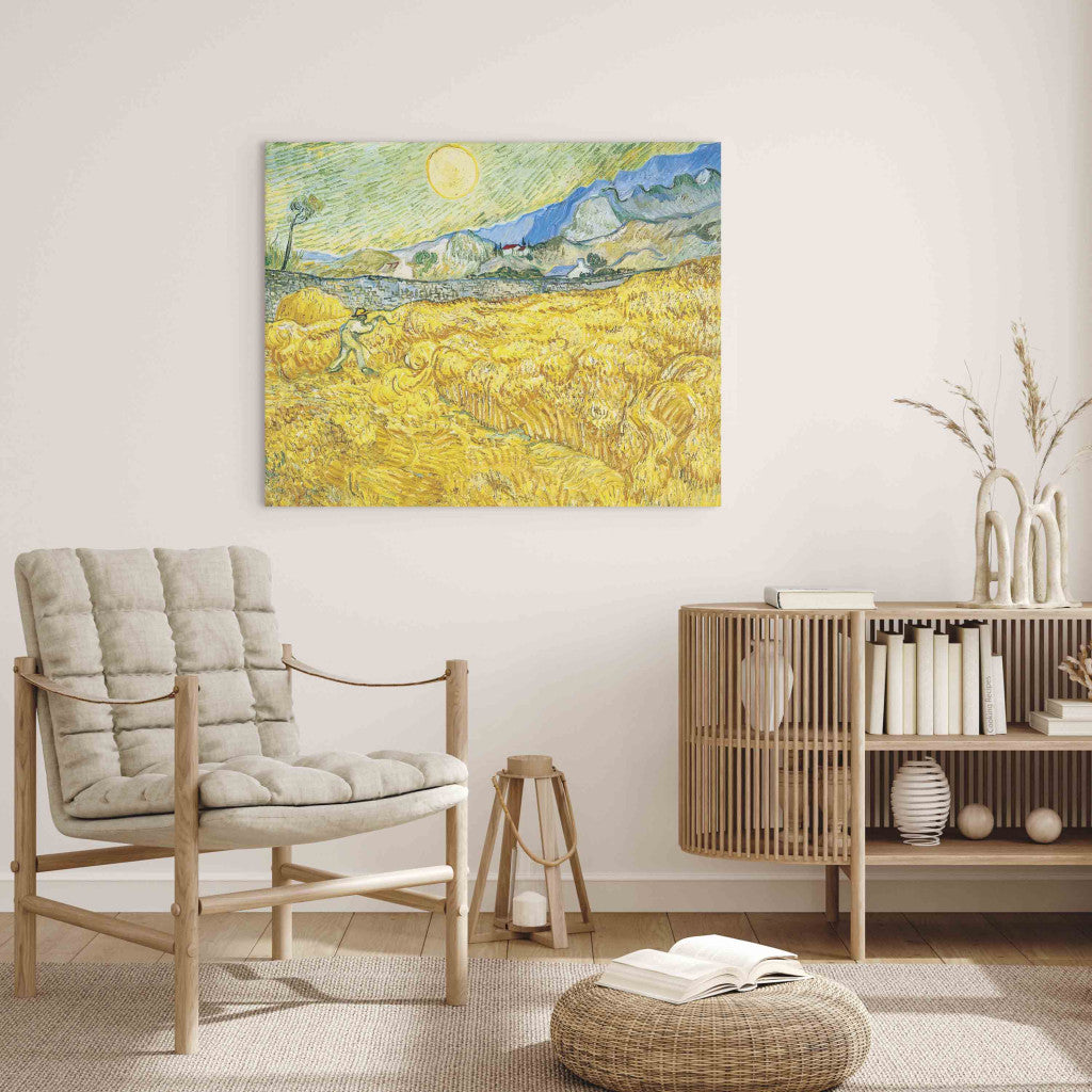Gleznas reprodukcija - Vincent van Gogh - Wheat Field Behind Saint -Paul Hospital with a Reaper