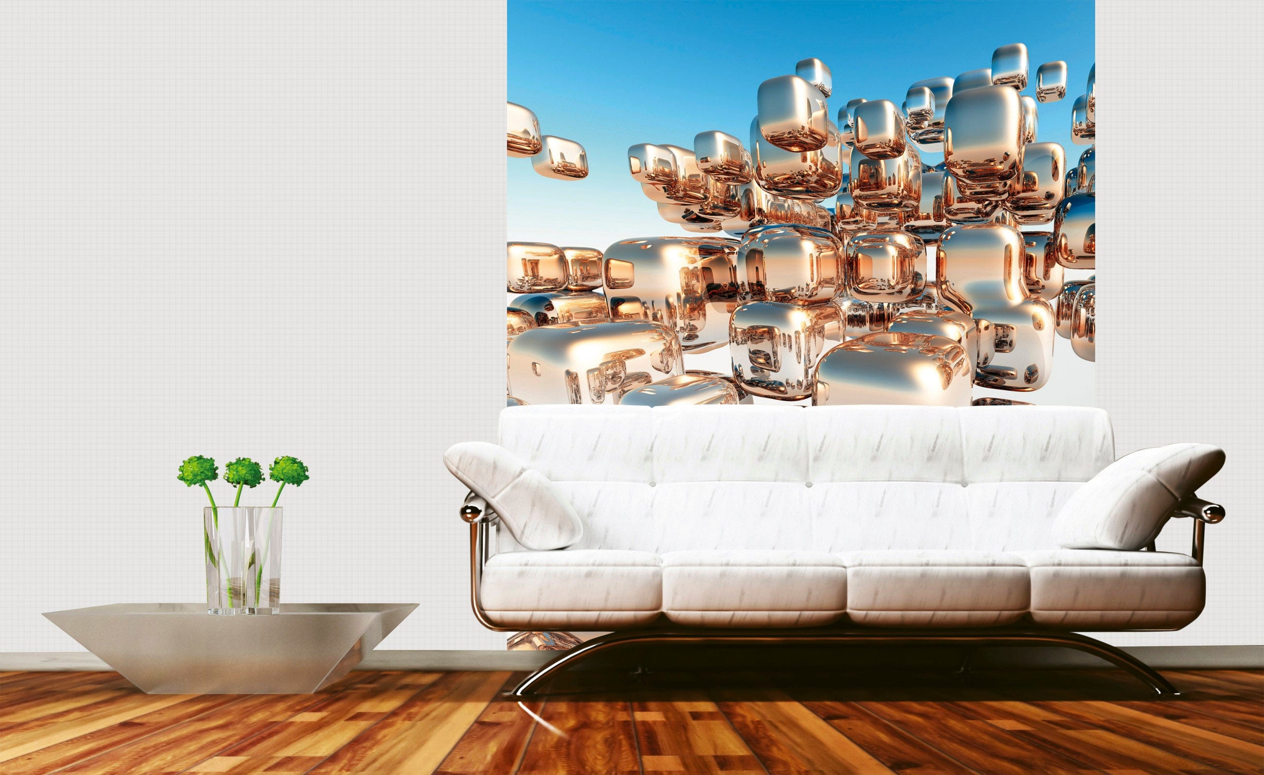 3D Flizelīna fototapetes - Sudraba kubi 225 x 250 cm D-ART