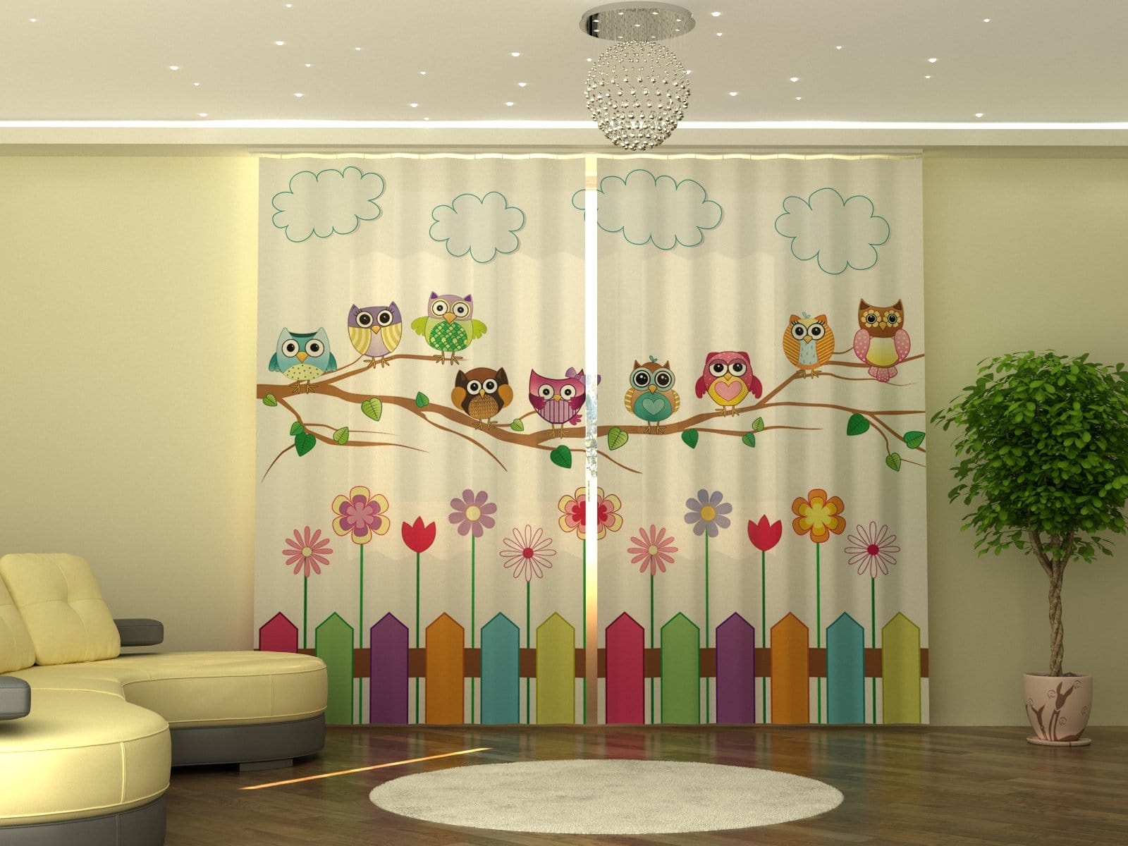 Aizkari Funny Owls P290xA245 cm E-interjers.lv