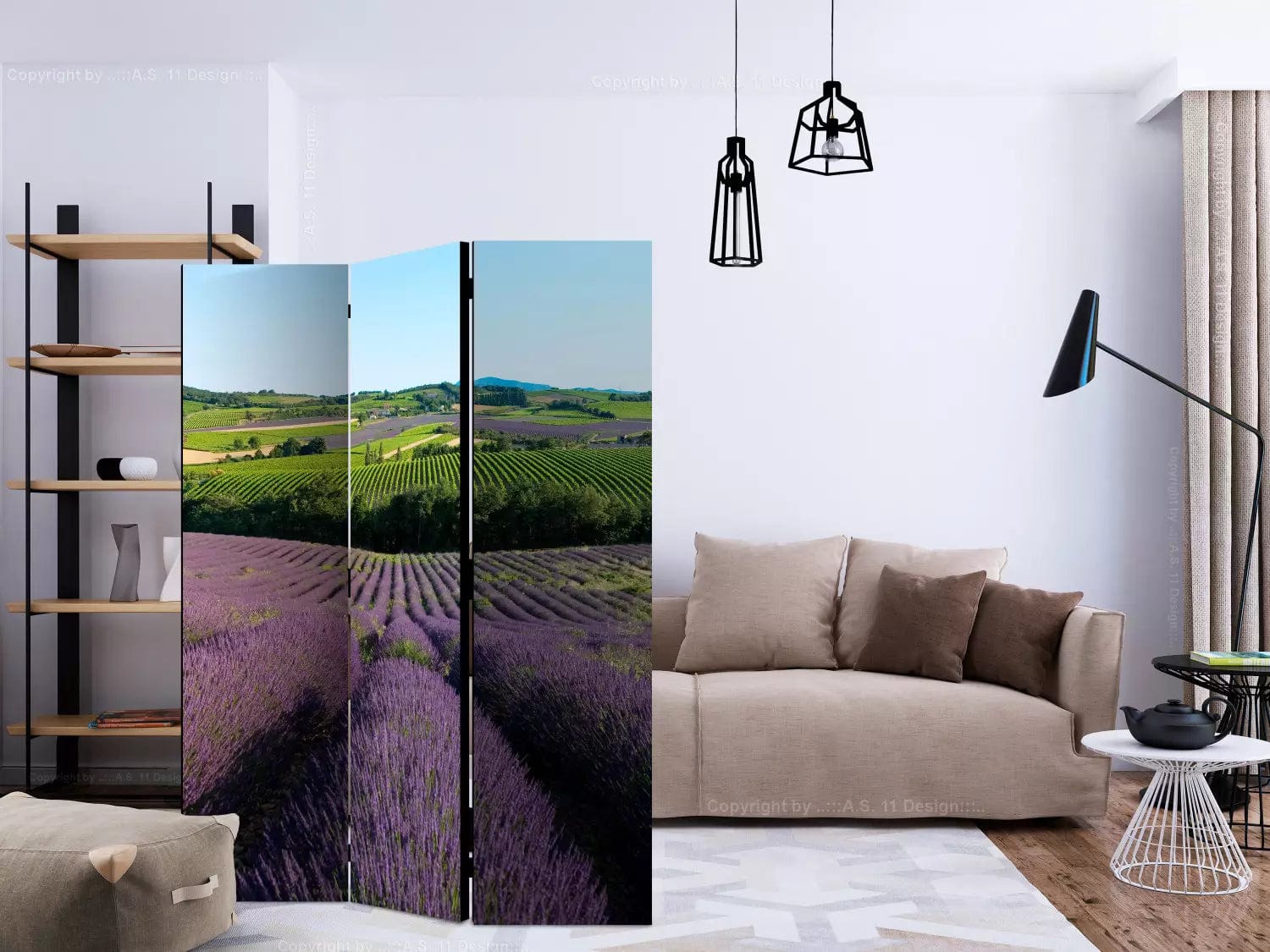 Aizslietnis 3-daļīgs - Lavandas lauki (135x172cm), 134156 Home Trends