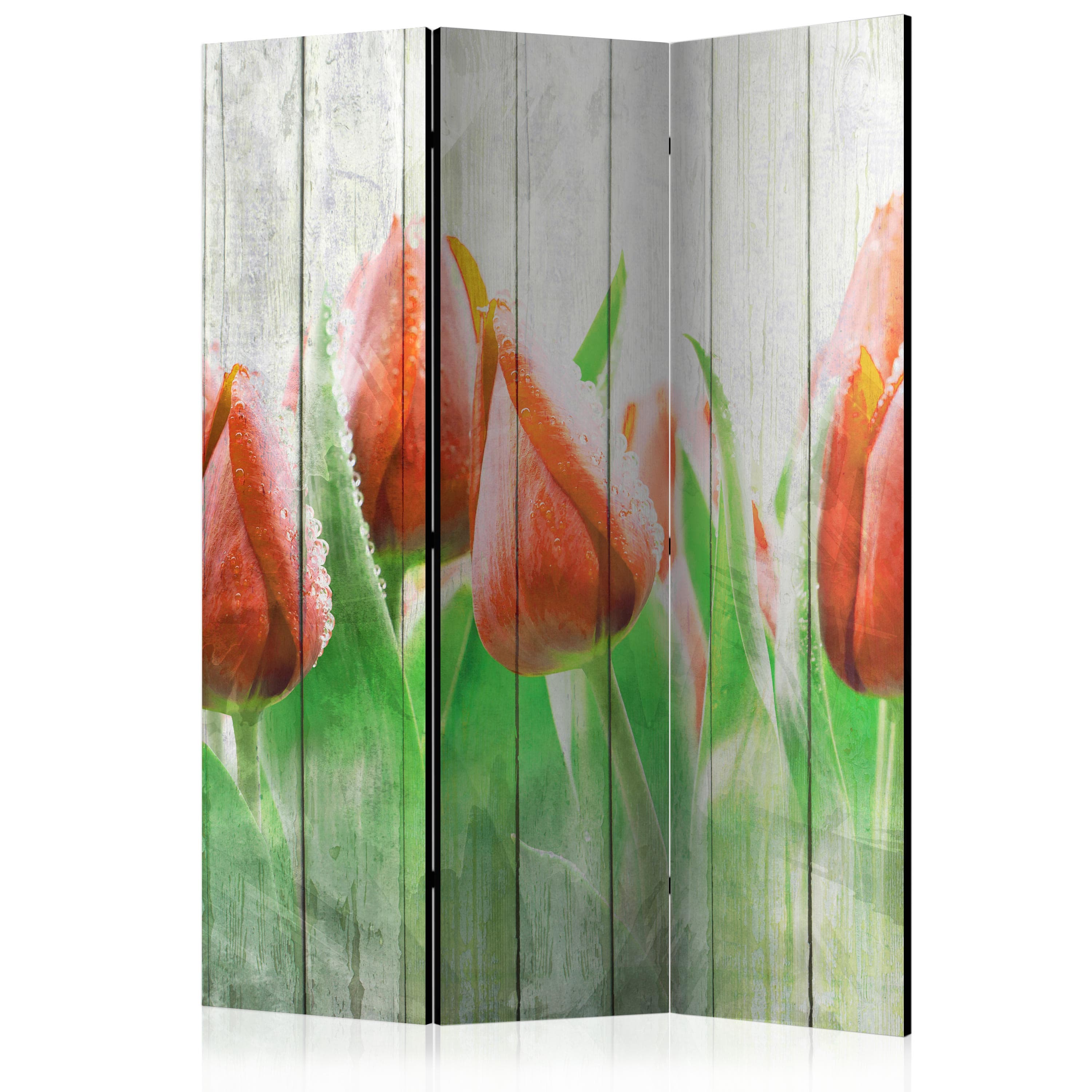 Aizslietnis 3-daļīgs - Sarkanās tulpes uz koka (135x172cm)