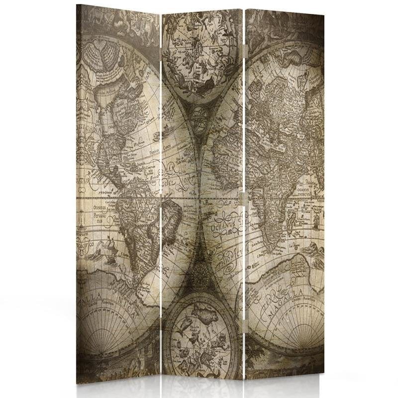 Aizslietnis, 3 paneļi, Divpusējs, 360° rotējošas eņģes, Kanva, Ancient World Map  Home Trends