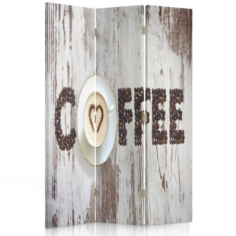 Aizslietnis, 3 paneļi, Divpusējs, 360° rotējošas eņģes, Kanva, Title Of Coffee Coffee Beans  Home Trends