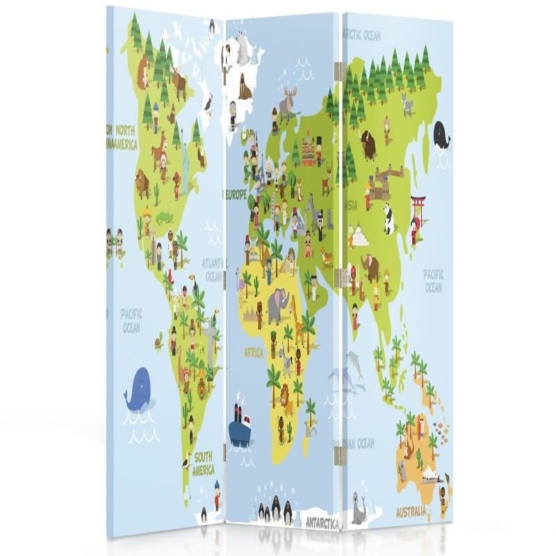 Aizslietnis, 3 paneļi, Divpusējs, Kanva, Map Of The World For Children  Home Trends
