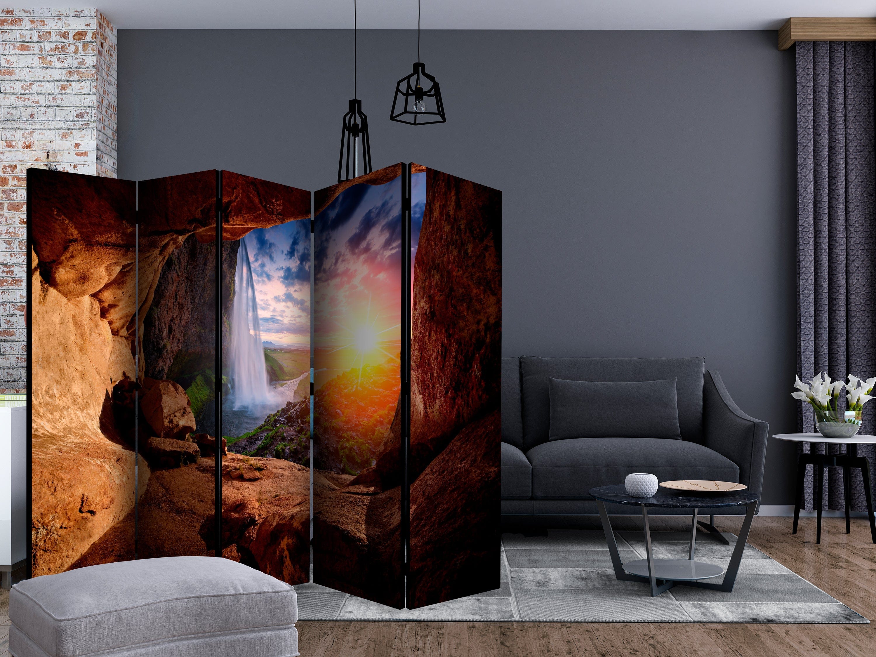 Aizslietnis 5-daļīgs - Ala - Seljalandsfoss ūdenskritums (225x172cm) 225x172 cm Home Trends