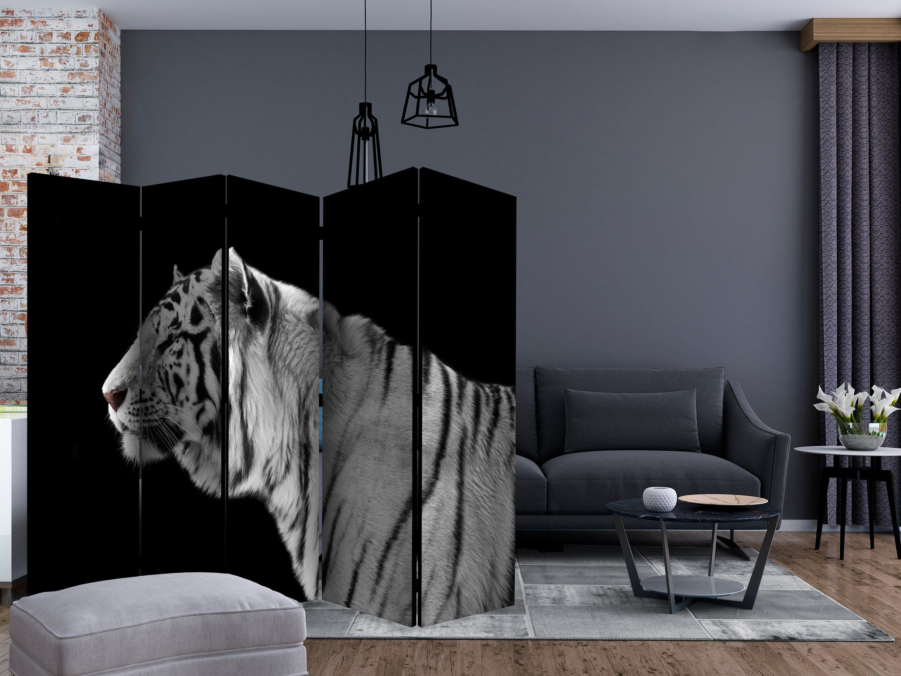 Aizslietnis 5-daļīgs - Balts tīģeris (225x172cm) 225x172 cm Home Trends