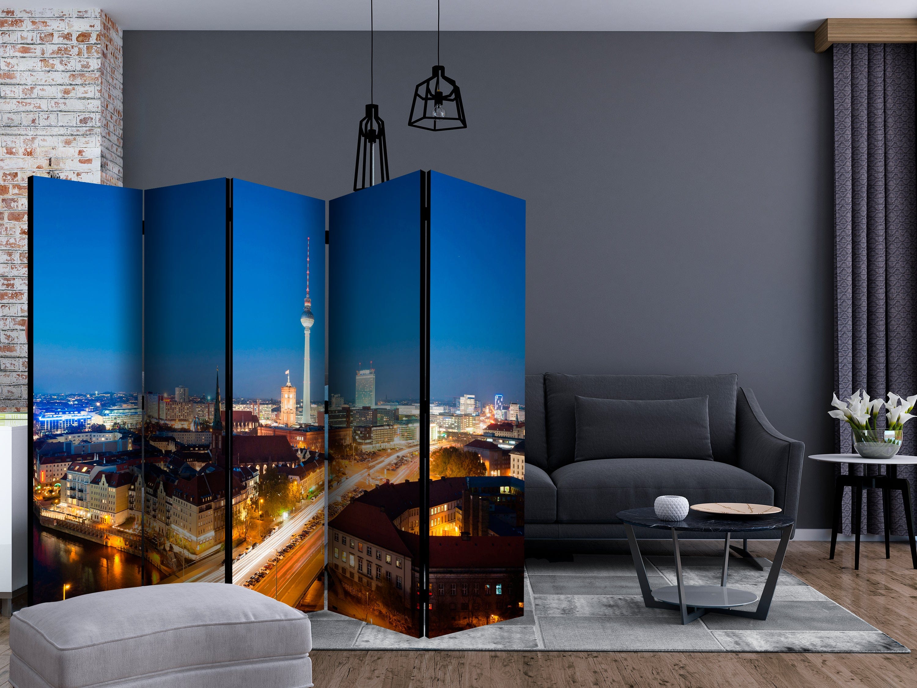 Aizslietnis 5-daļīgs - Berlīne naktī 5. versija (225x172cm) 225x172 cm Home Trends