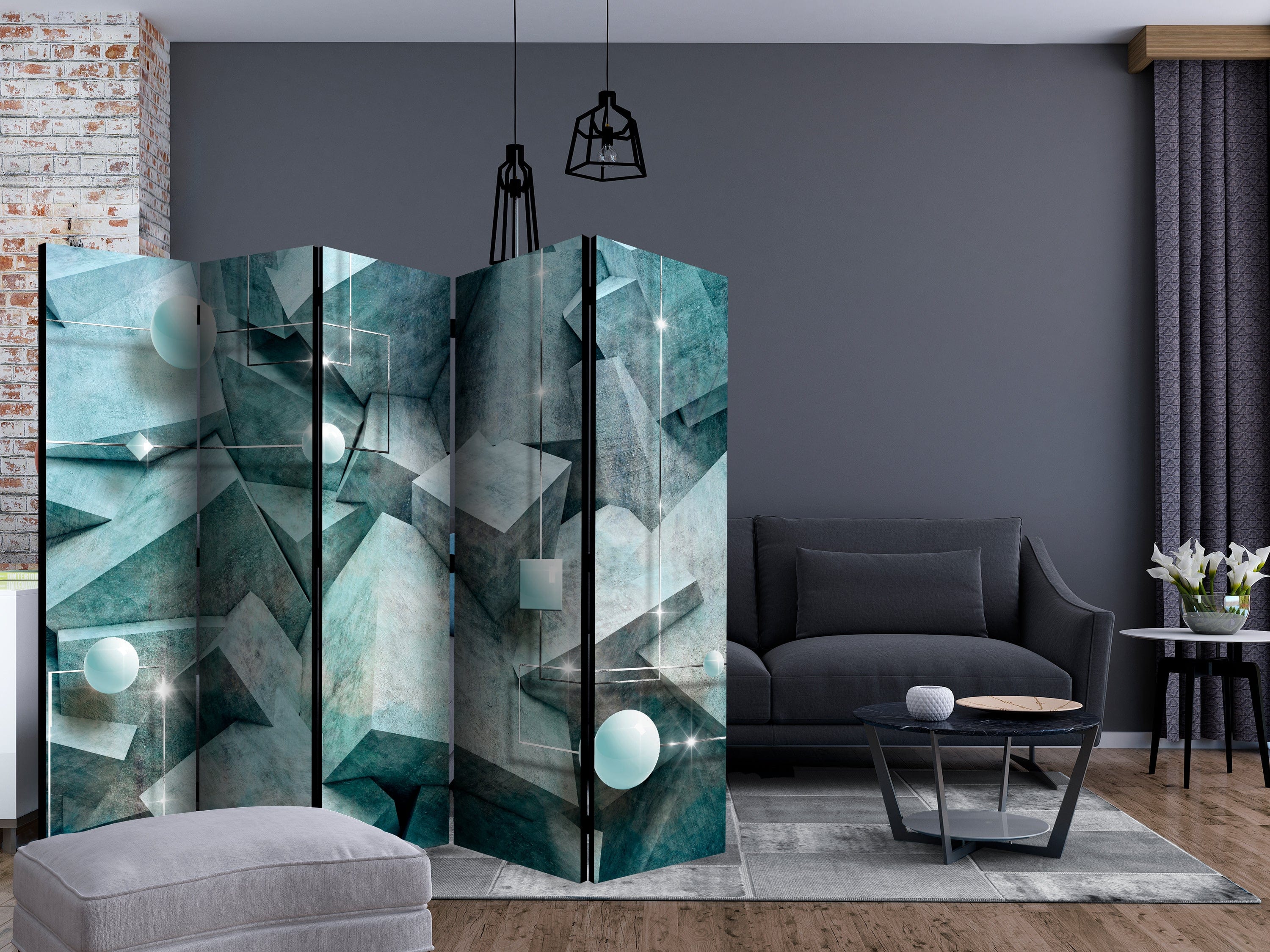 Aizslietnis 5-daļīgs - Betona klucīši (zaļi) (225x172cm) 225x172 cm Home Trends