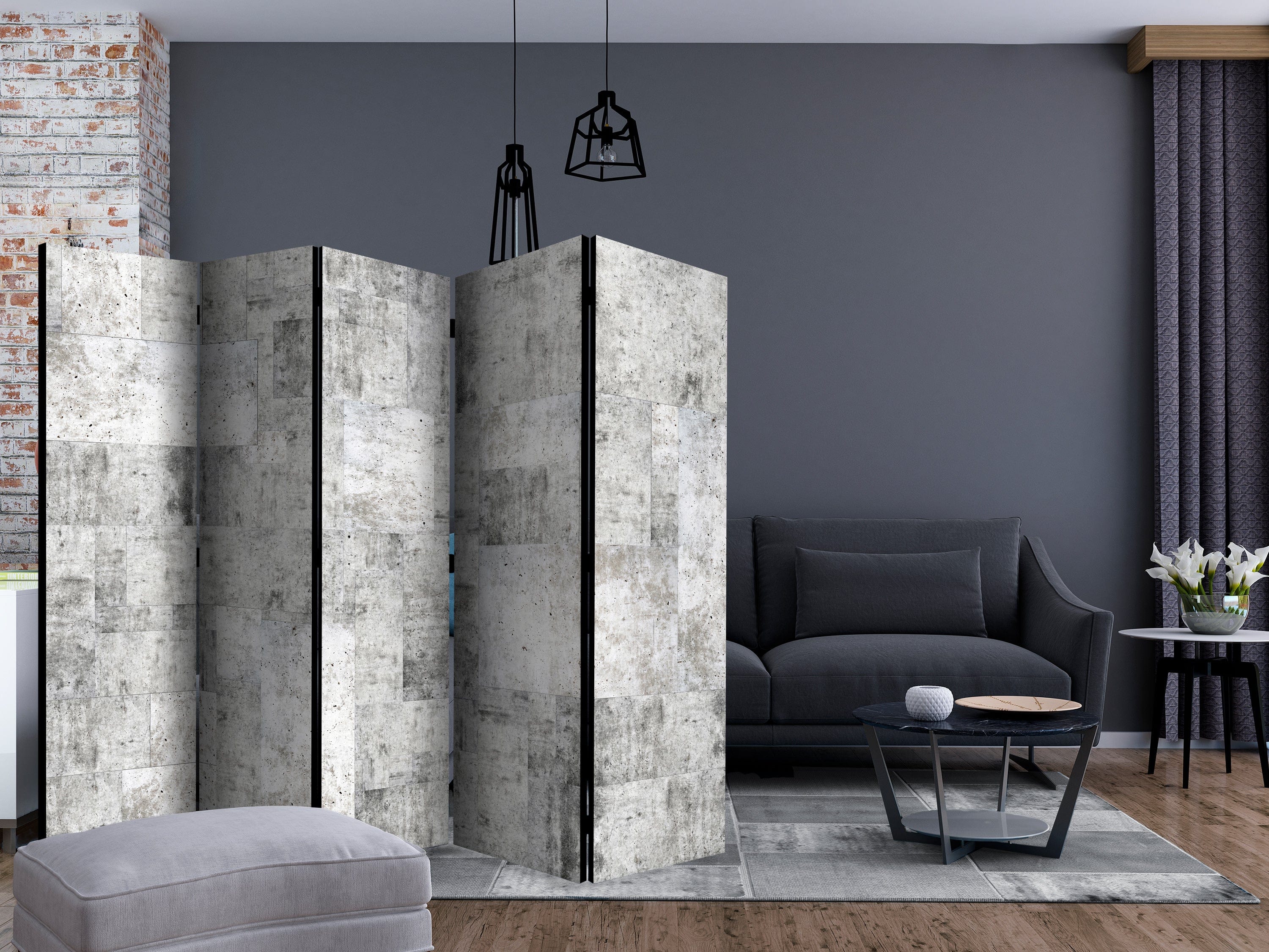 Aizslietnis 5-daļīgs - Betons - Pelēkā pilsēta (225x172cm) 225x172 cm Home Trends