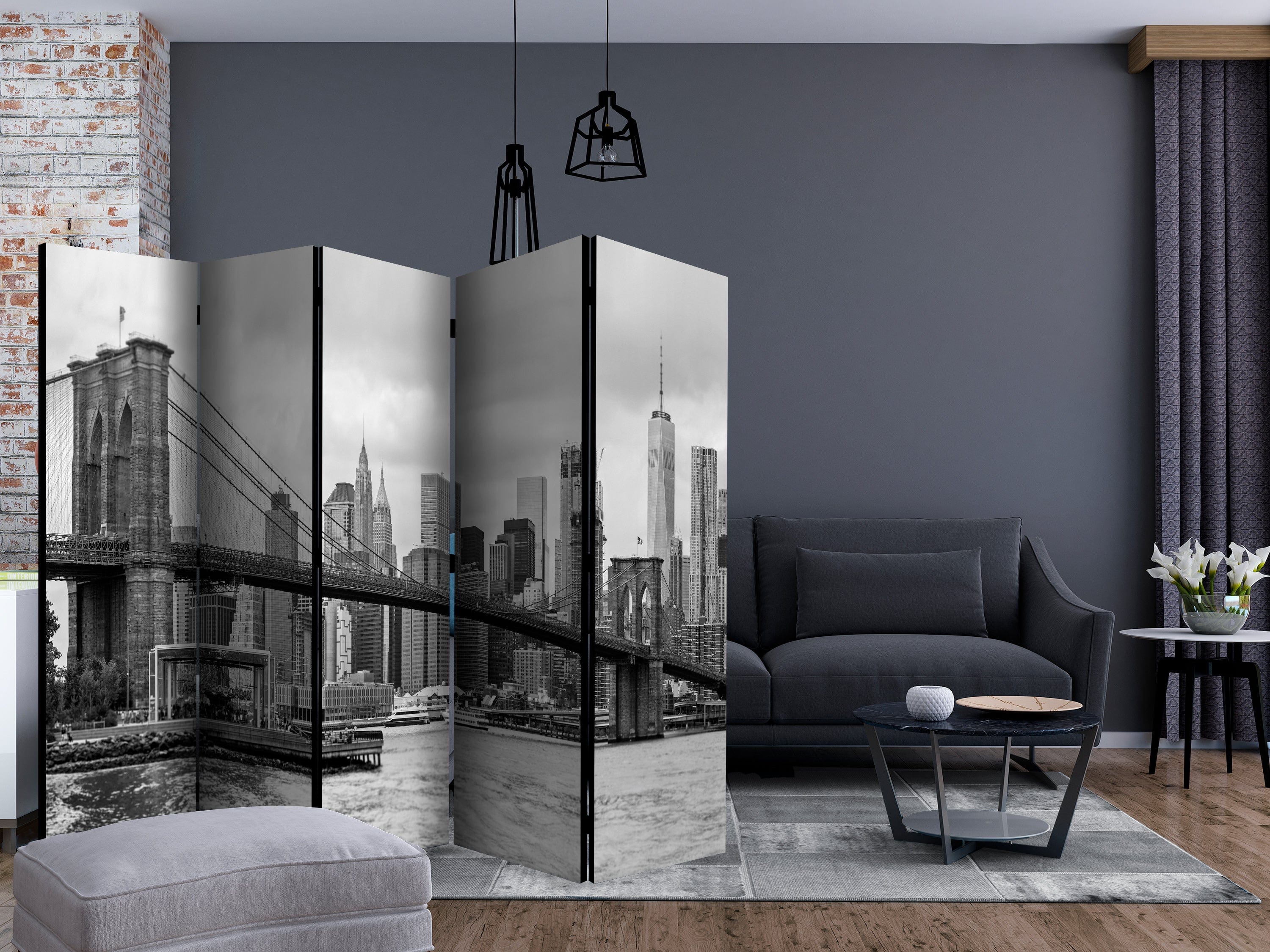 Aizslietnis 5-daļīgs - Ceļš uz Manhetenu (melnbalts) (225x172cm) 225x172 cm Home Trends