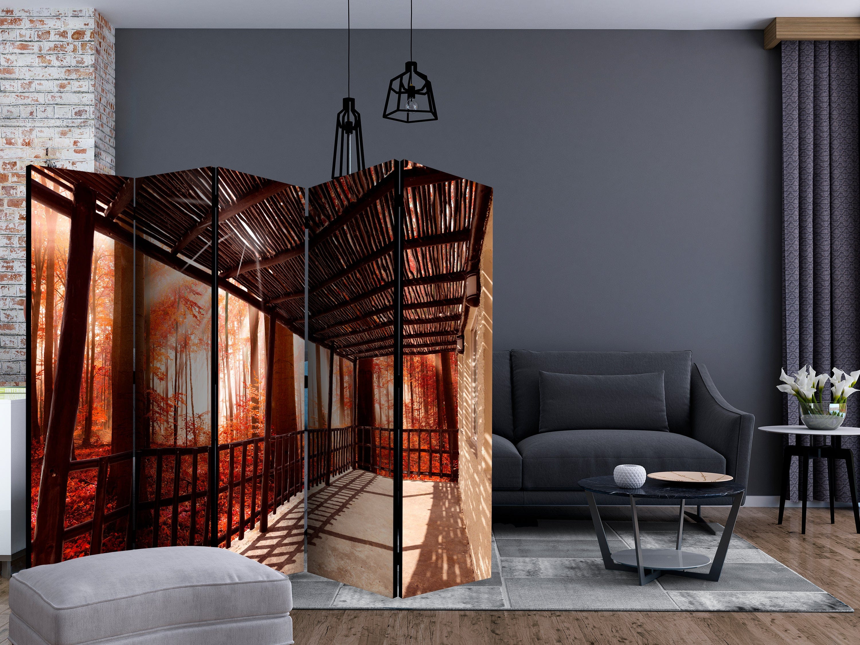 Aizslietnis 5-daļīgs - Daba - Meža terase (225x172cm) 225x172 cm Home Trends
