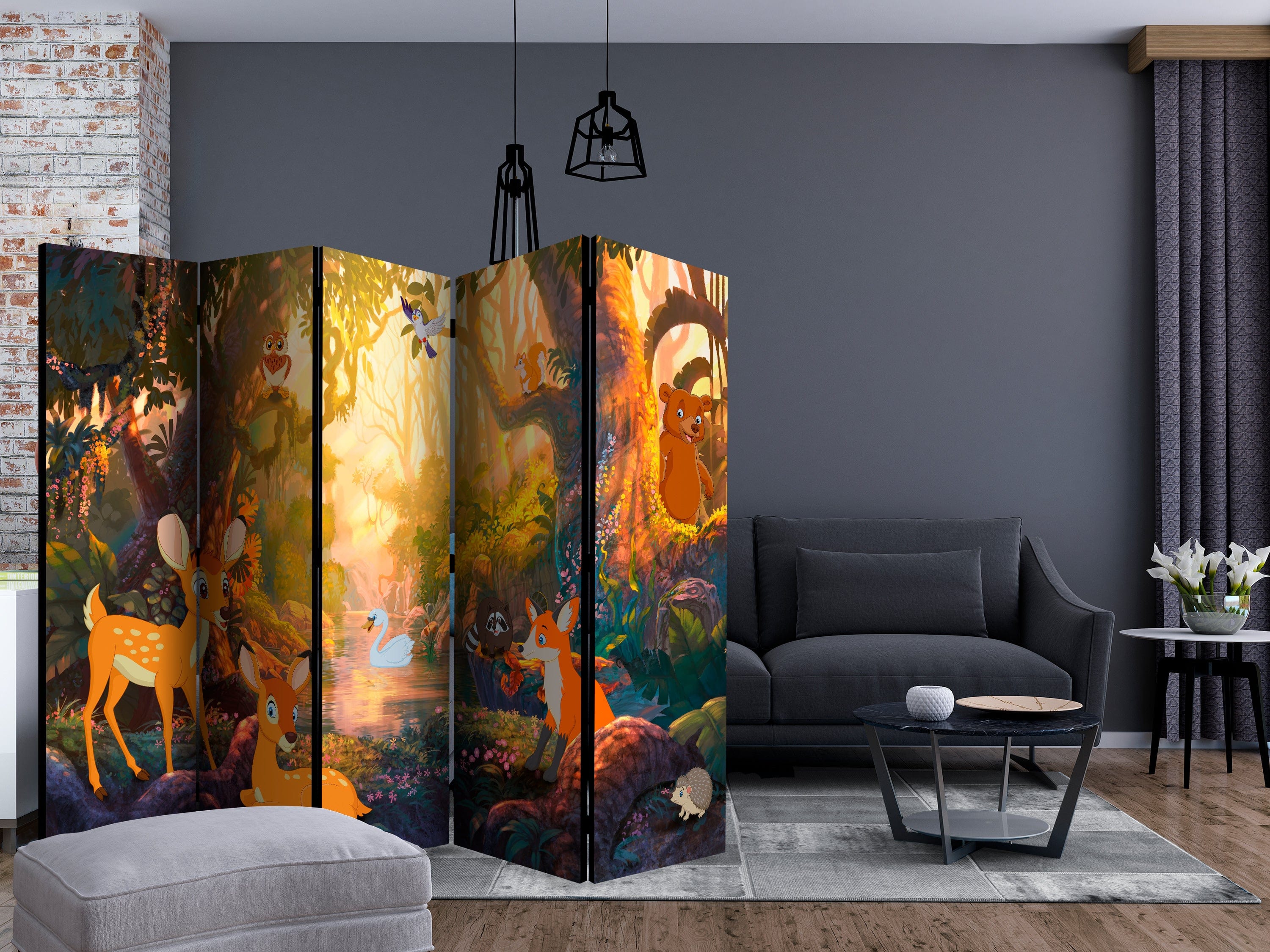 Aizslietnis 5-daļīgs - Dzīvnieki mežā (225x172cm) 225x172 cm Home Trends
