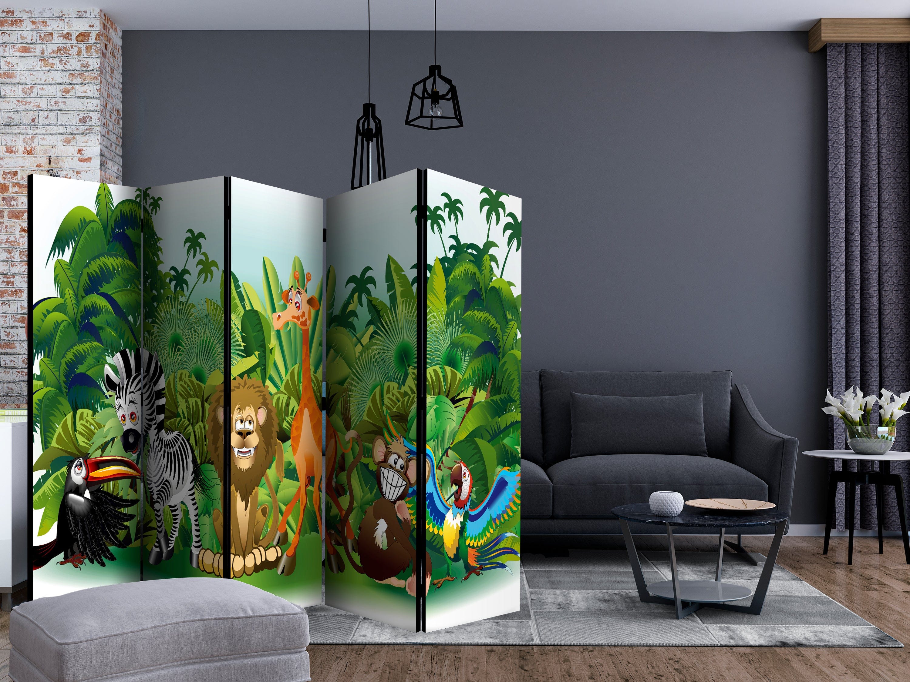 Aizslietnis 5-daļīgs - Džungļu dzīvnieki (225x172cm) 225x172 cm Home Trends