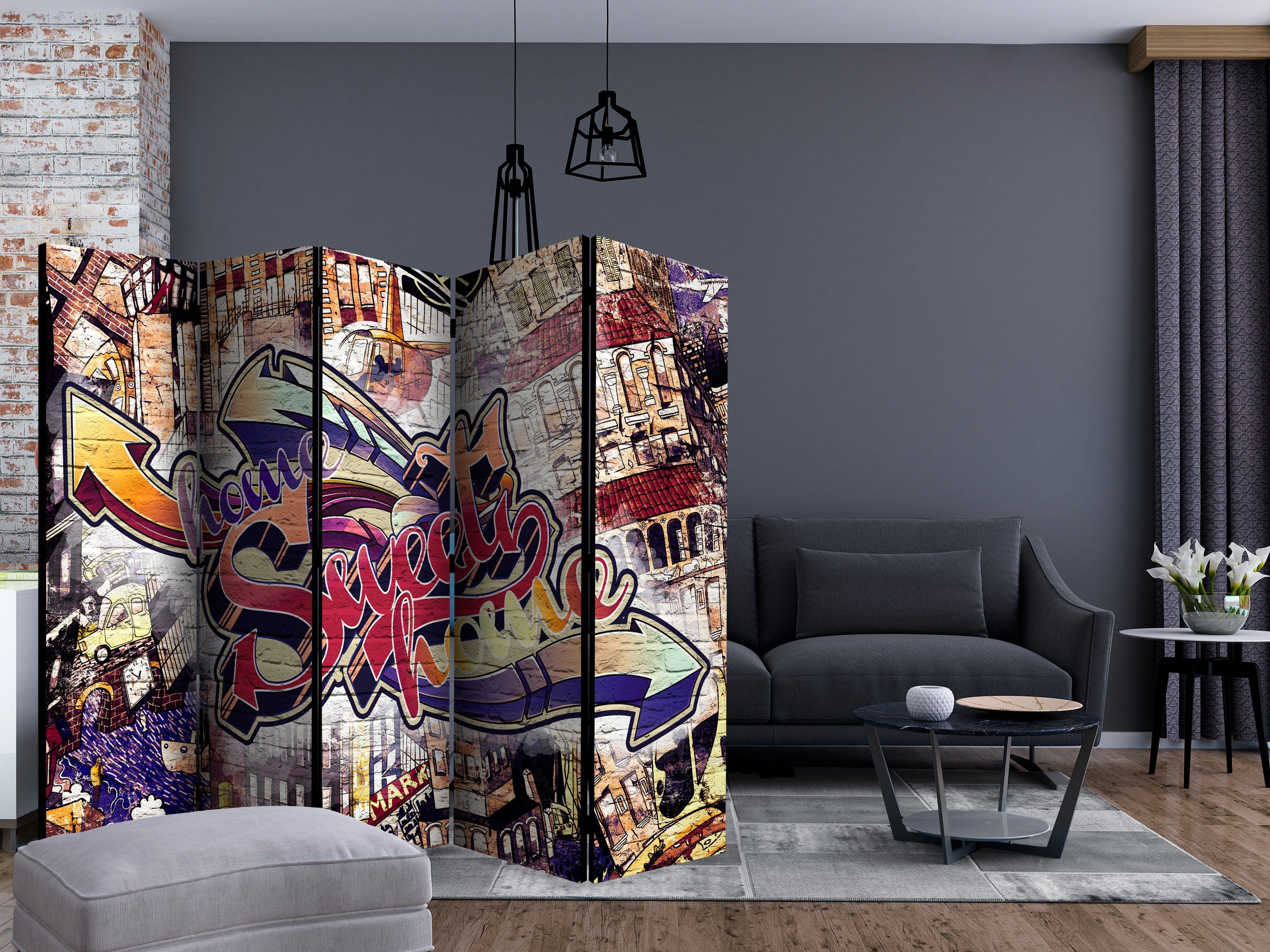 Aizslietnis 5-daļīgs - Forši grafiti (225x172cm) 225x172 cm Home Trends