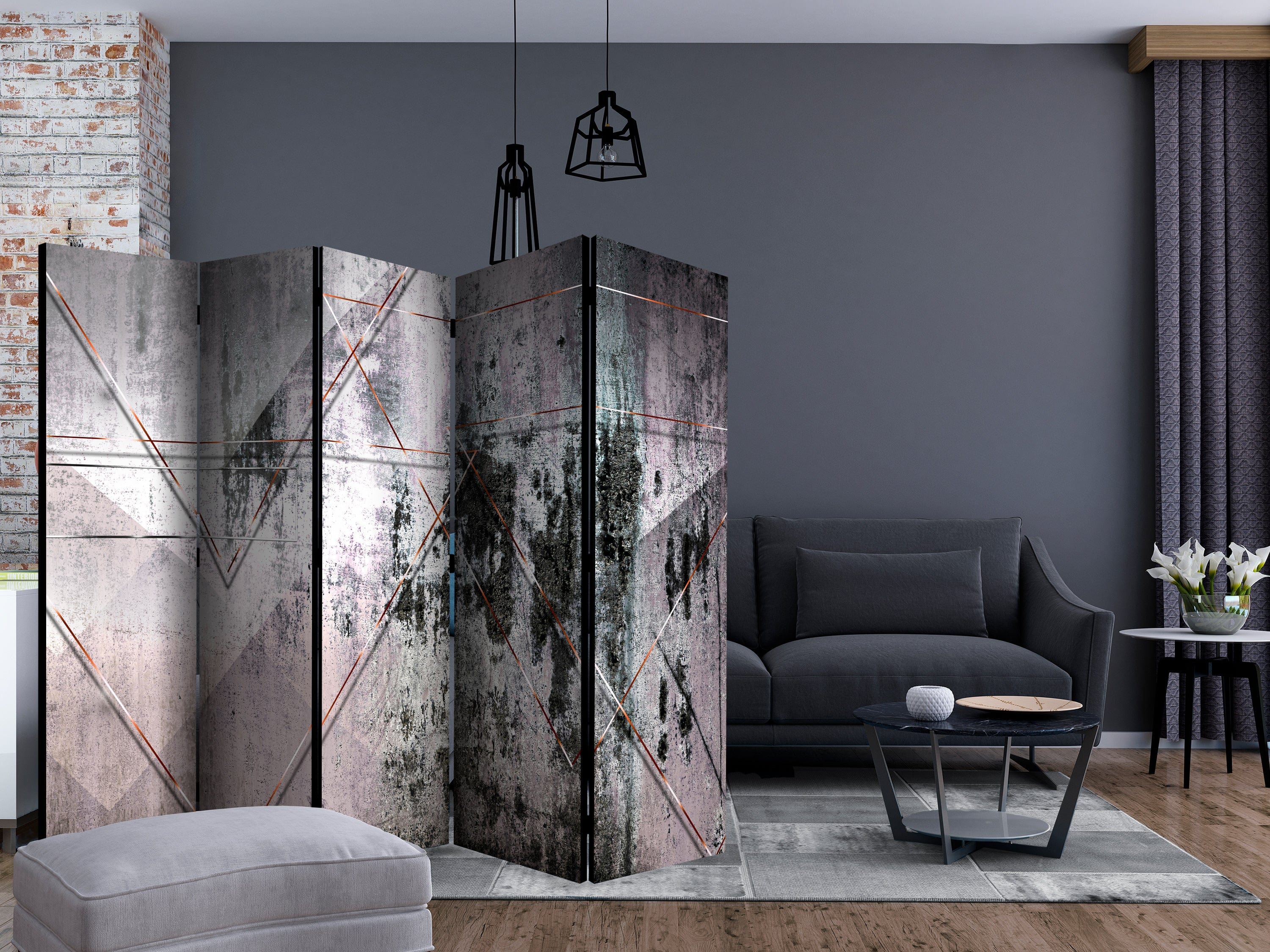 Aizslietnis 5-daļīgs - Ģeometriskā siena (225x172cm) 225x172 cm Home Trends