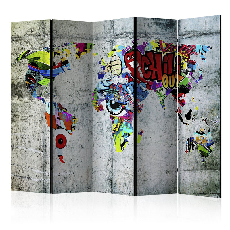 Aizslietnis 5-daļīgs - Grafiti pasaule (225x172cm) 225x172 cm Home Trends