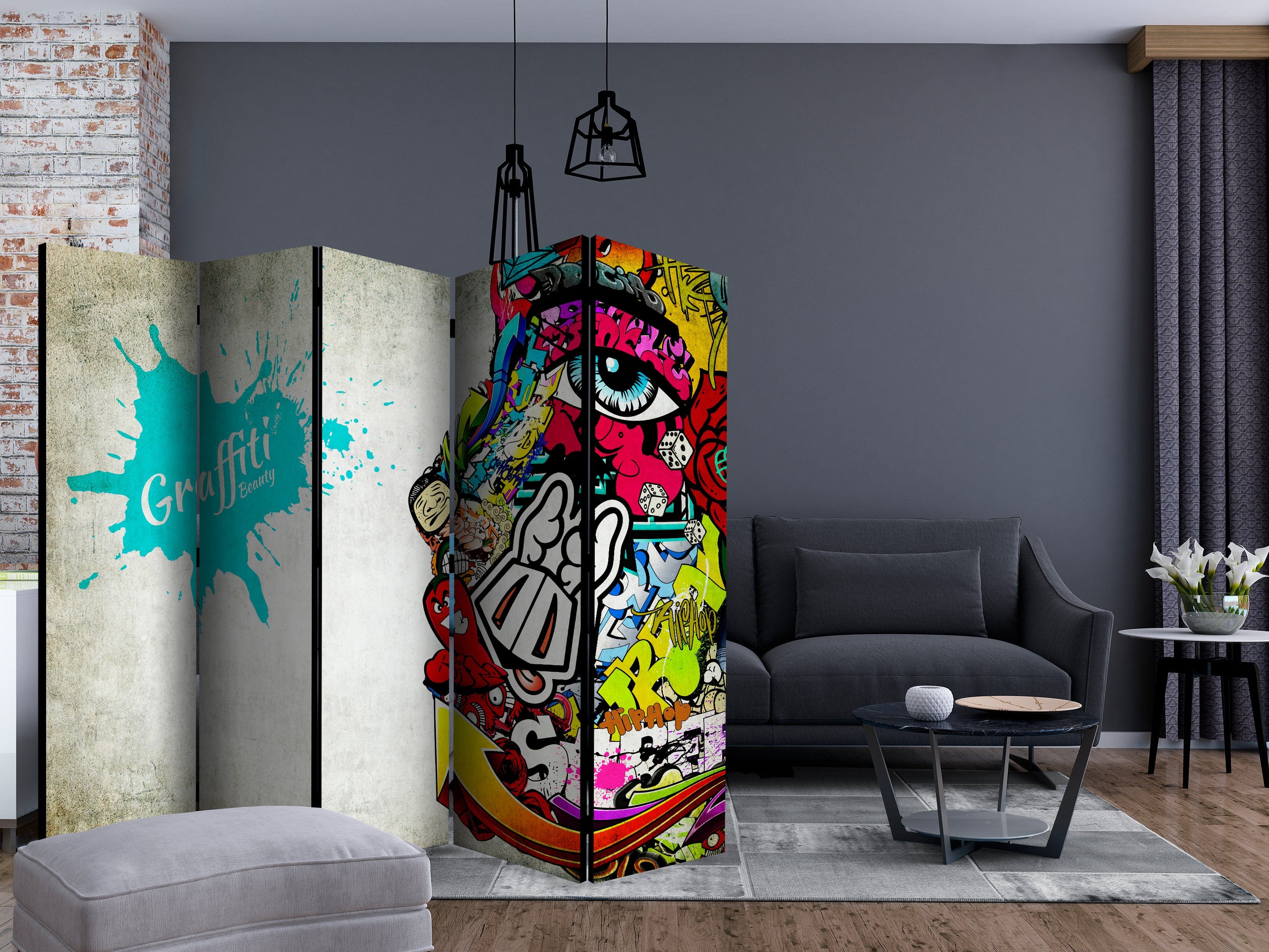 Aizslietnis 5-daļīgs - Grafiti skaistums (225x172cm) 225x172 cm Home Trends