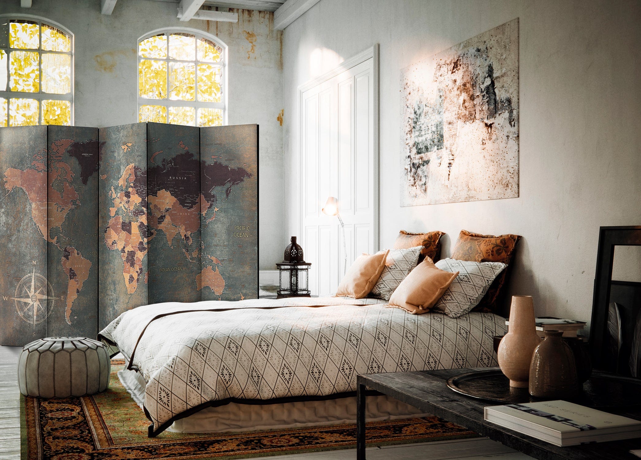 Aizslietnis 5-daļīgs - Karte brūnā un pelēkā krāsā (225x172cm) 225x172 cm Home Trends