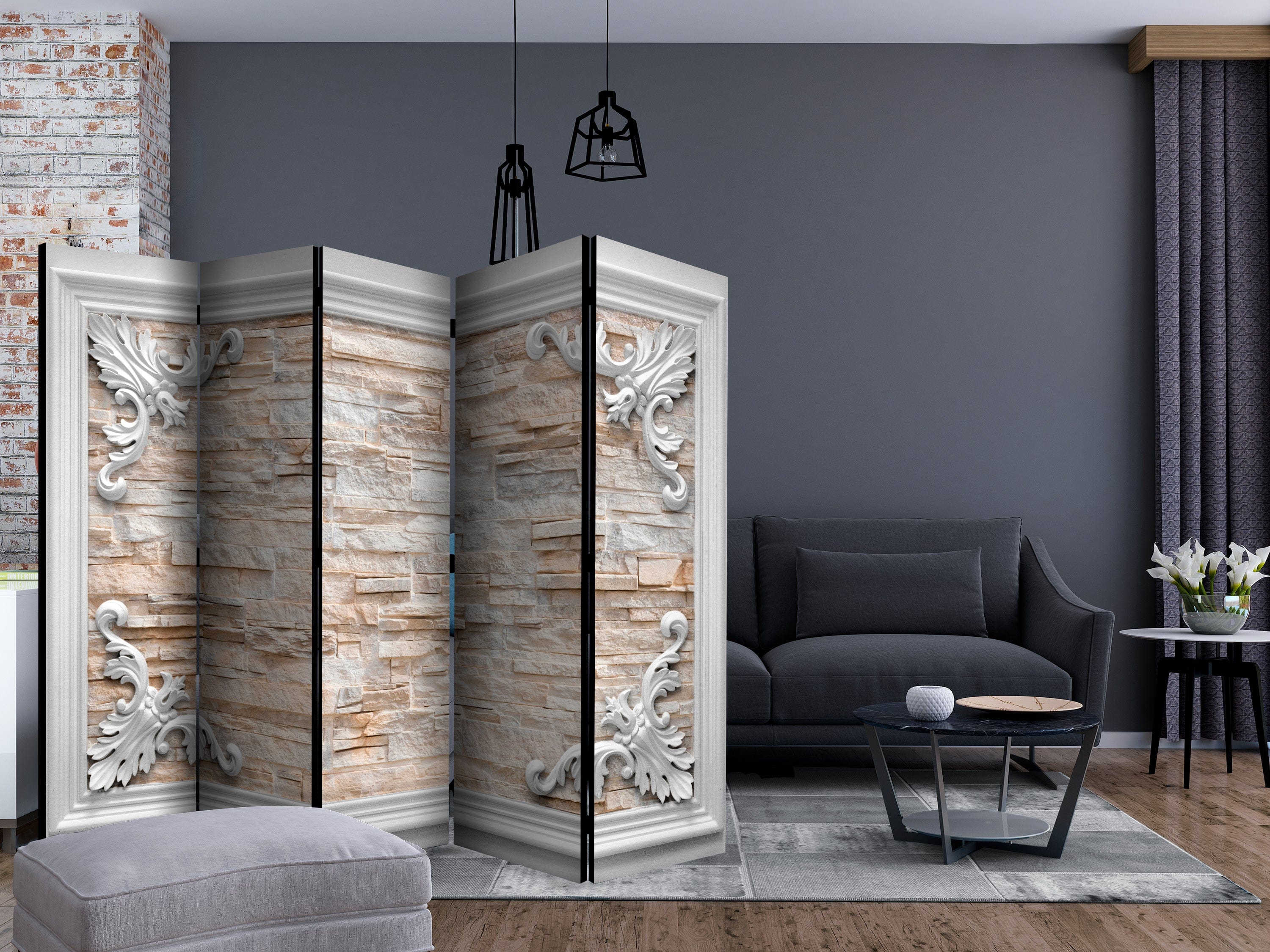 Aizslietnis 5-daļīgs - Ķieģeļi rāmī (oranža) (225x172cm) 225x172 cm Home Trends